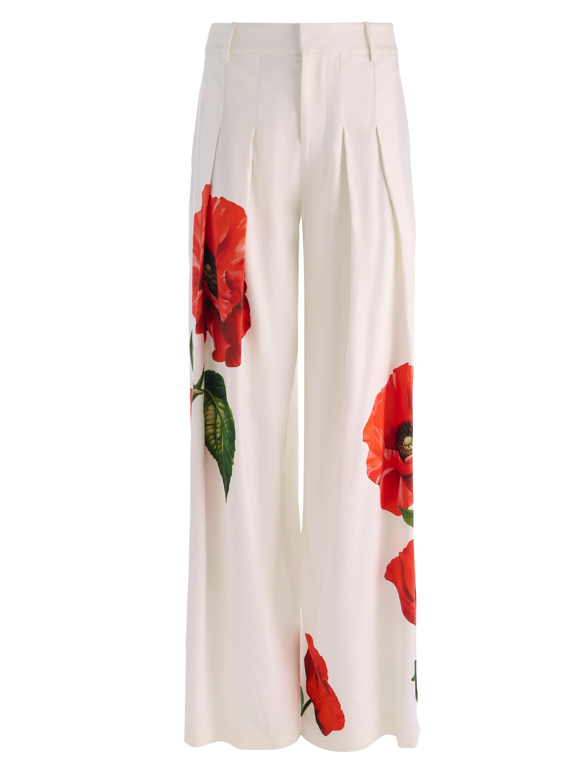 ALICE + OLIVIA Women's Blaire Pleated Linen-Blend High-Rise Pants - Summer Poppy