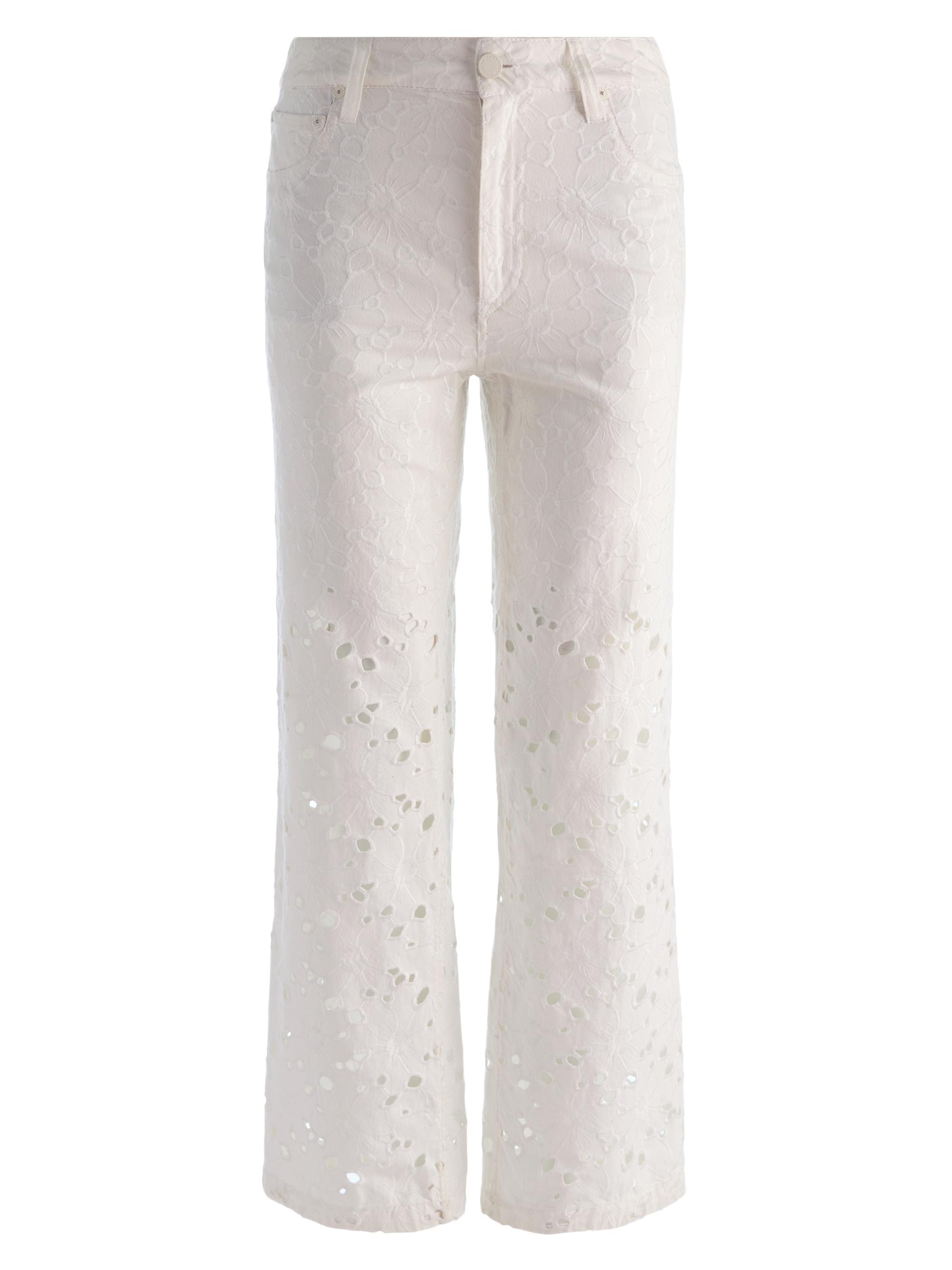 ALICE + OLIVIA Women's Chic Floral Embroidered High-Rise Jeans - Off White