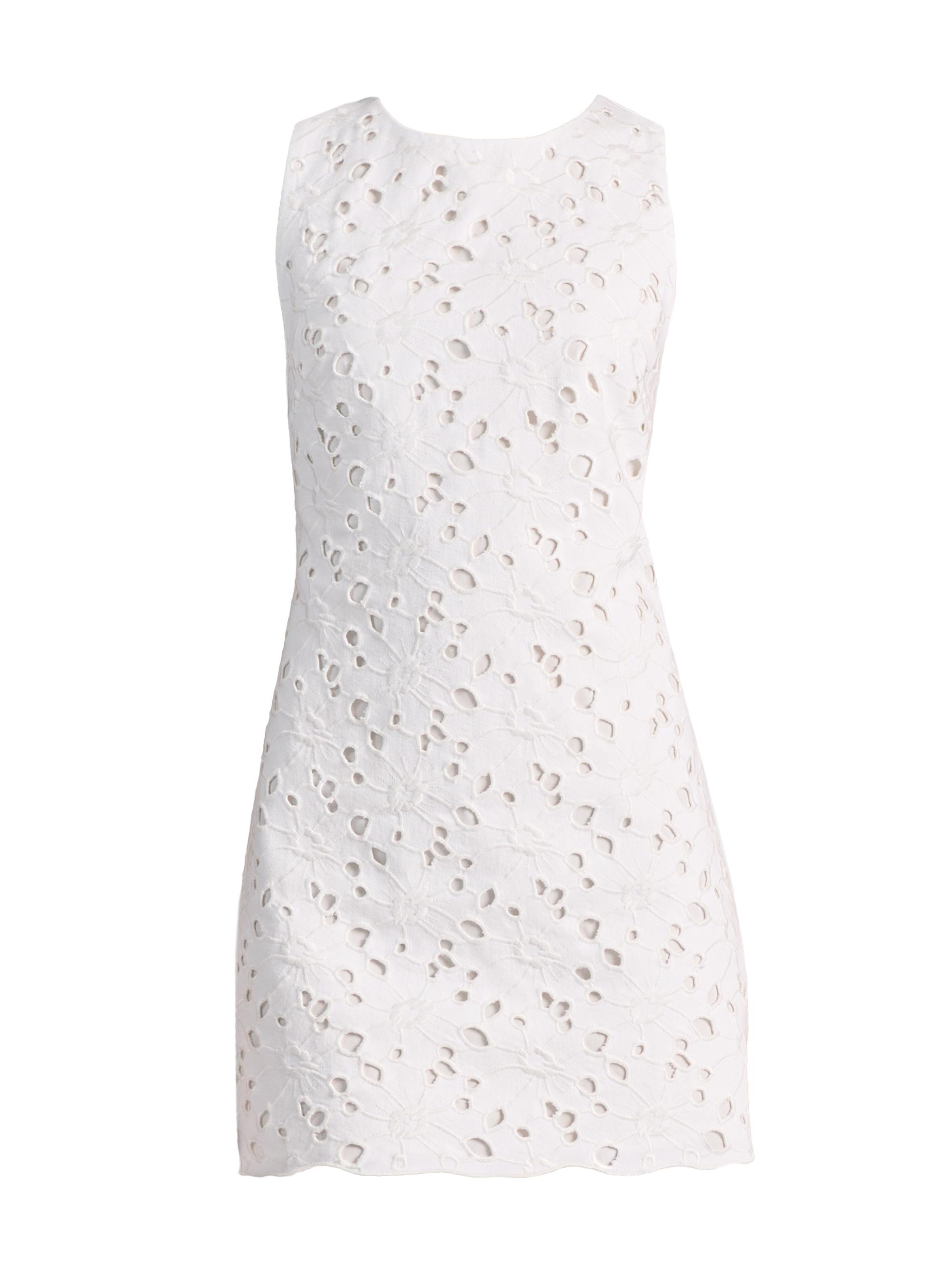 ALICE + OLIVIA Women's Clyde Eyelet Cotton-Blend Shift Minidress - Off White