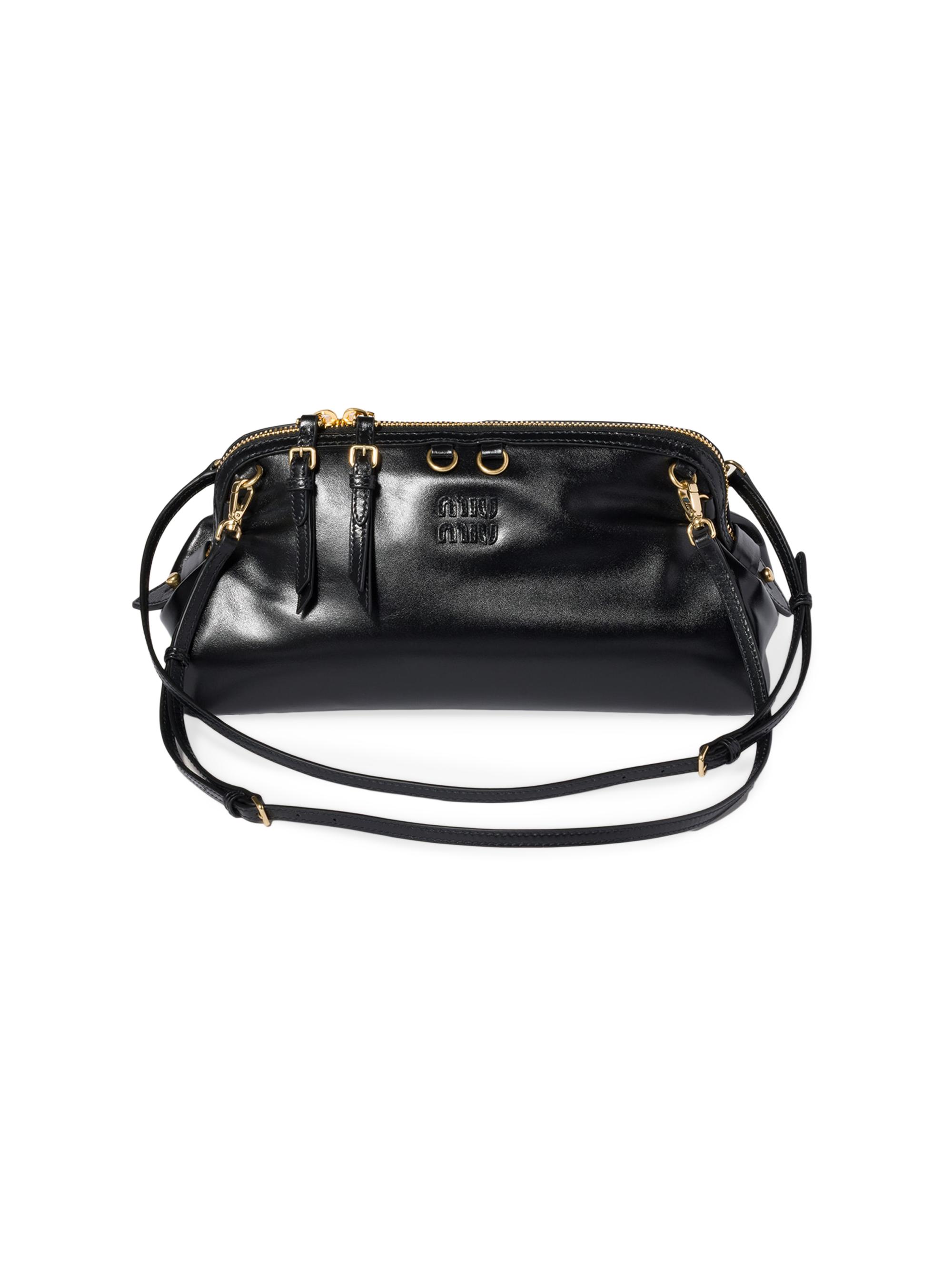 Miu Miu Women's Caprice Shiny Leather Shoulder Bag - Black