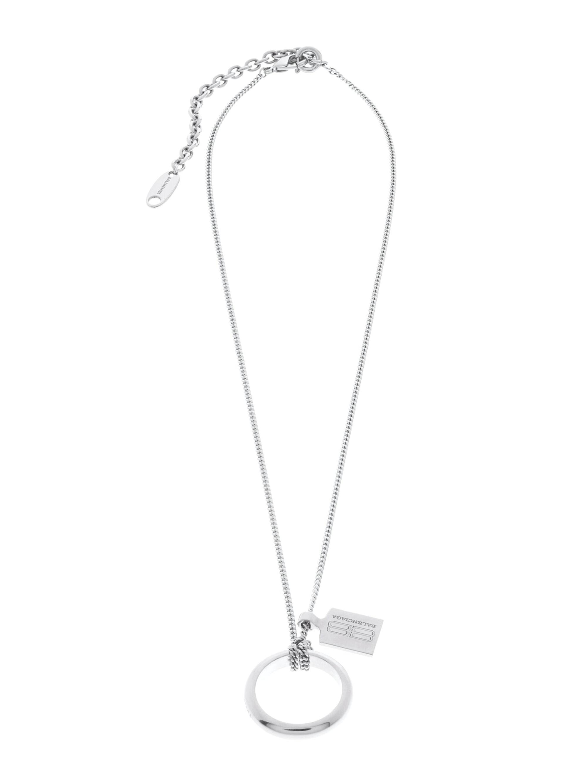 Balenciaga Men's Saint-Germain Ring Necklace - Shiny Silver
