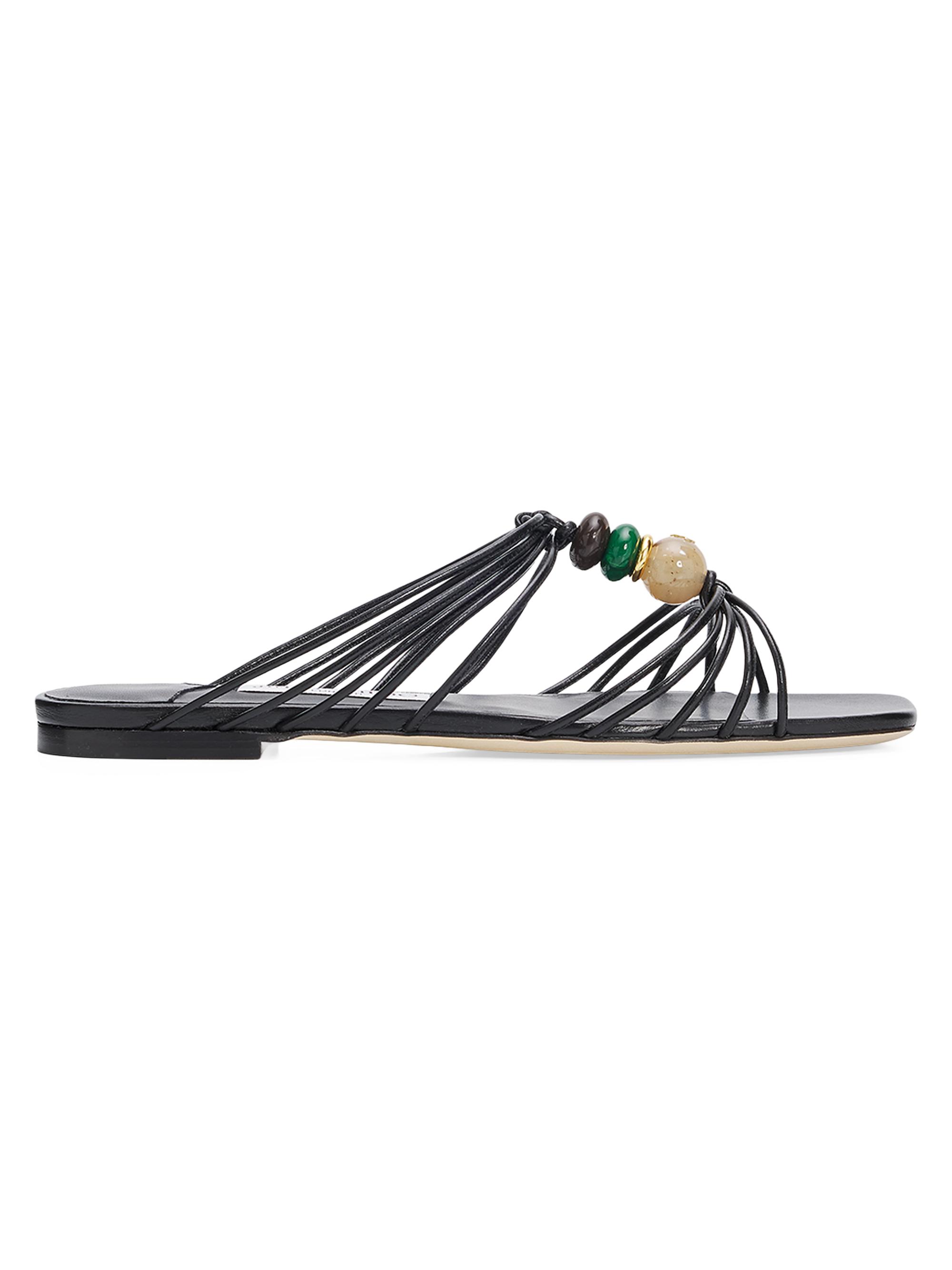 Jimmy Choo Women's Lova Multi-Strap Beaded Leather Mules - Black - Women's Clothing