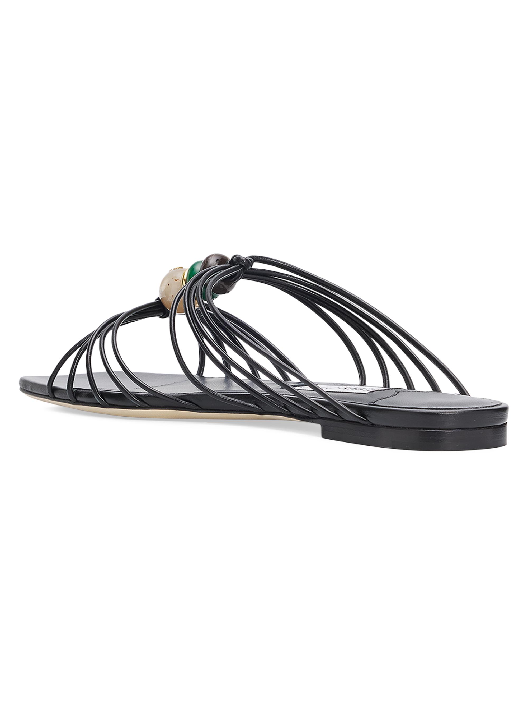 Jimmy Choo Women's Lova Multi-Strap Beaded Leather Mules - Black | Thumbnail 3