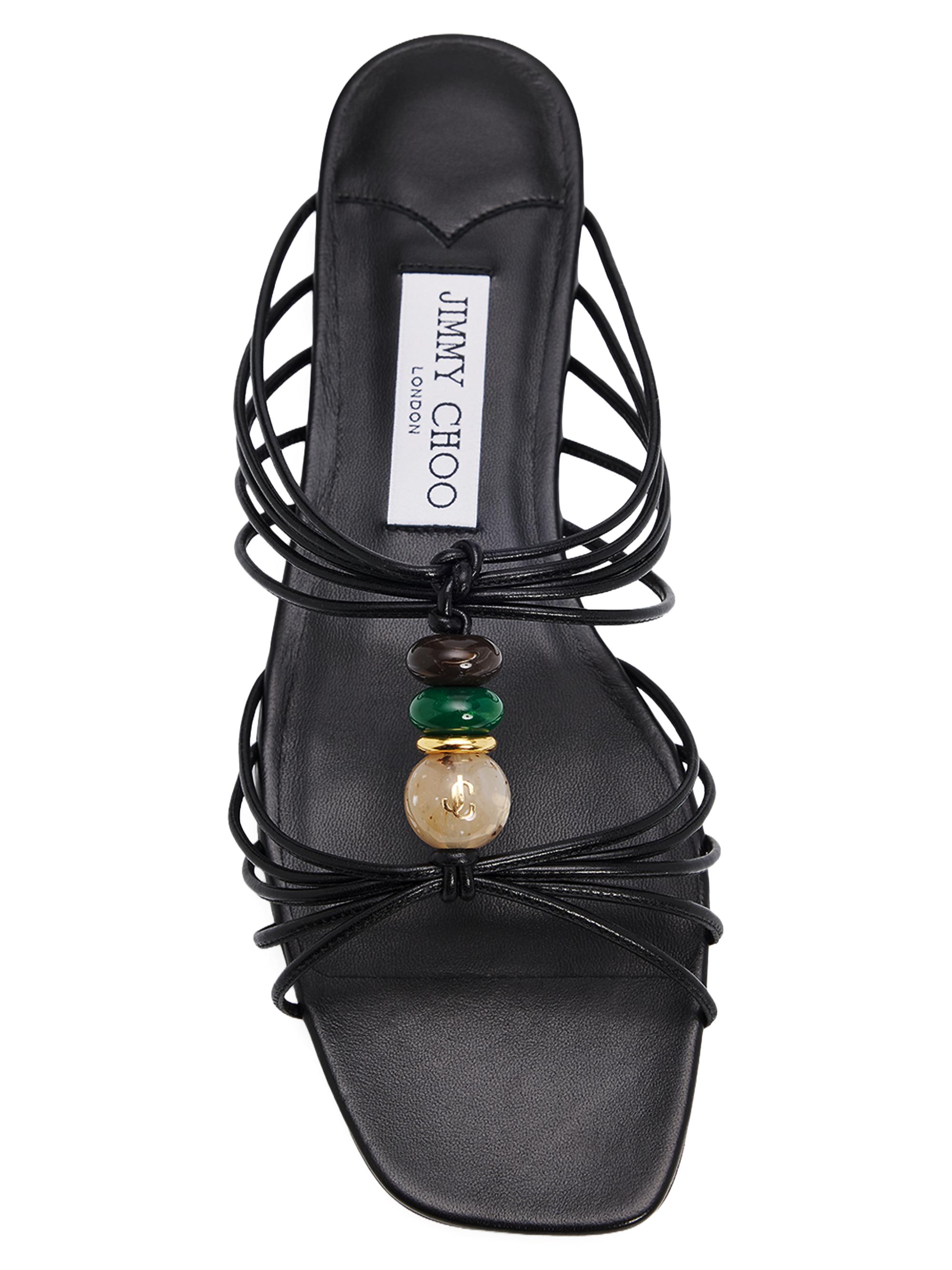 Jimmy Choo Women's Lova Multi-Strap Beaded Leather Mules - Black | Thumbnail 4