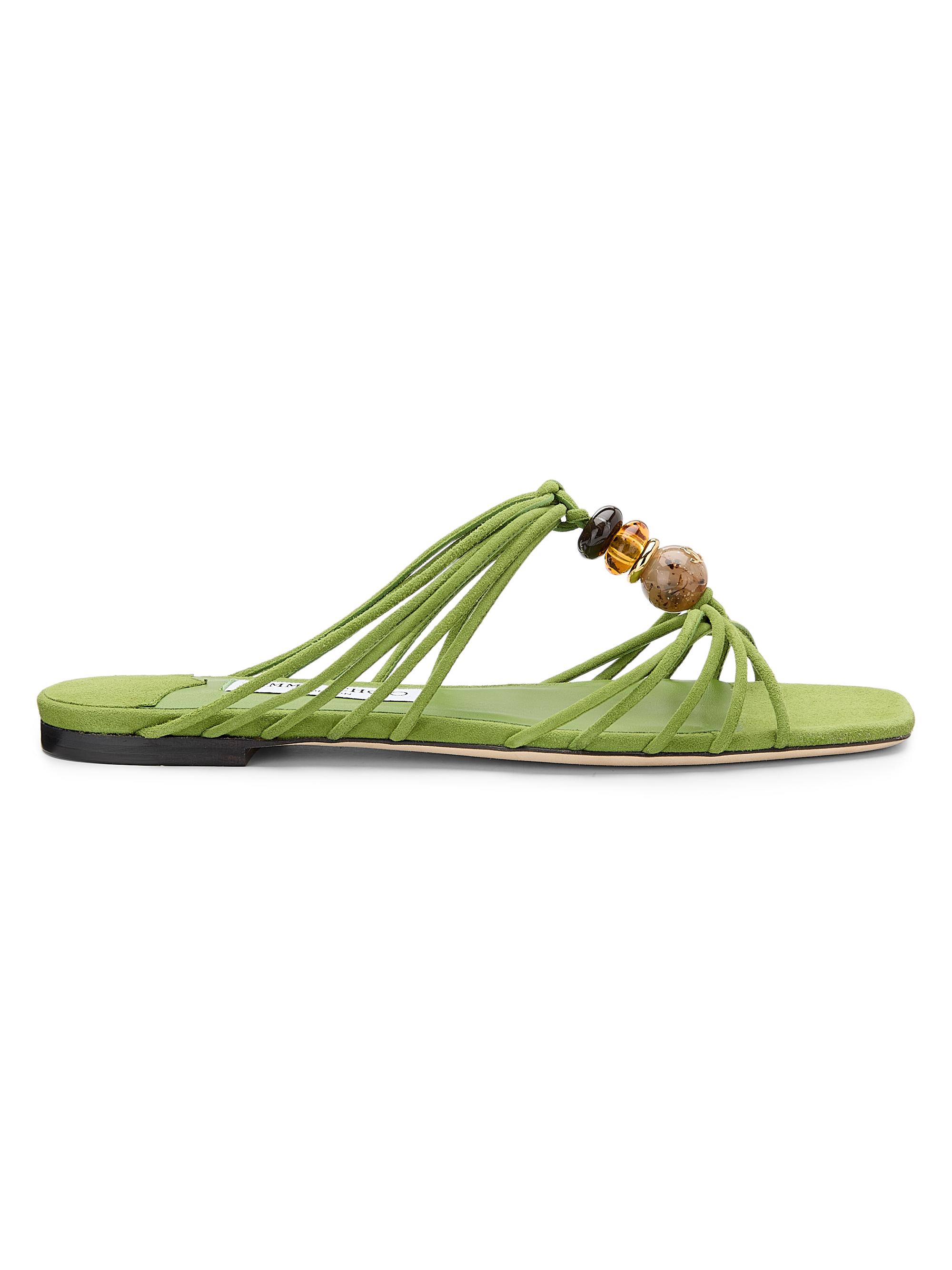 Jimmy Choo Women's Lova Multi-Strap Beaded Leather Mules - Clover - Women's Clothing