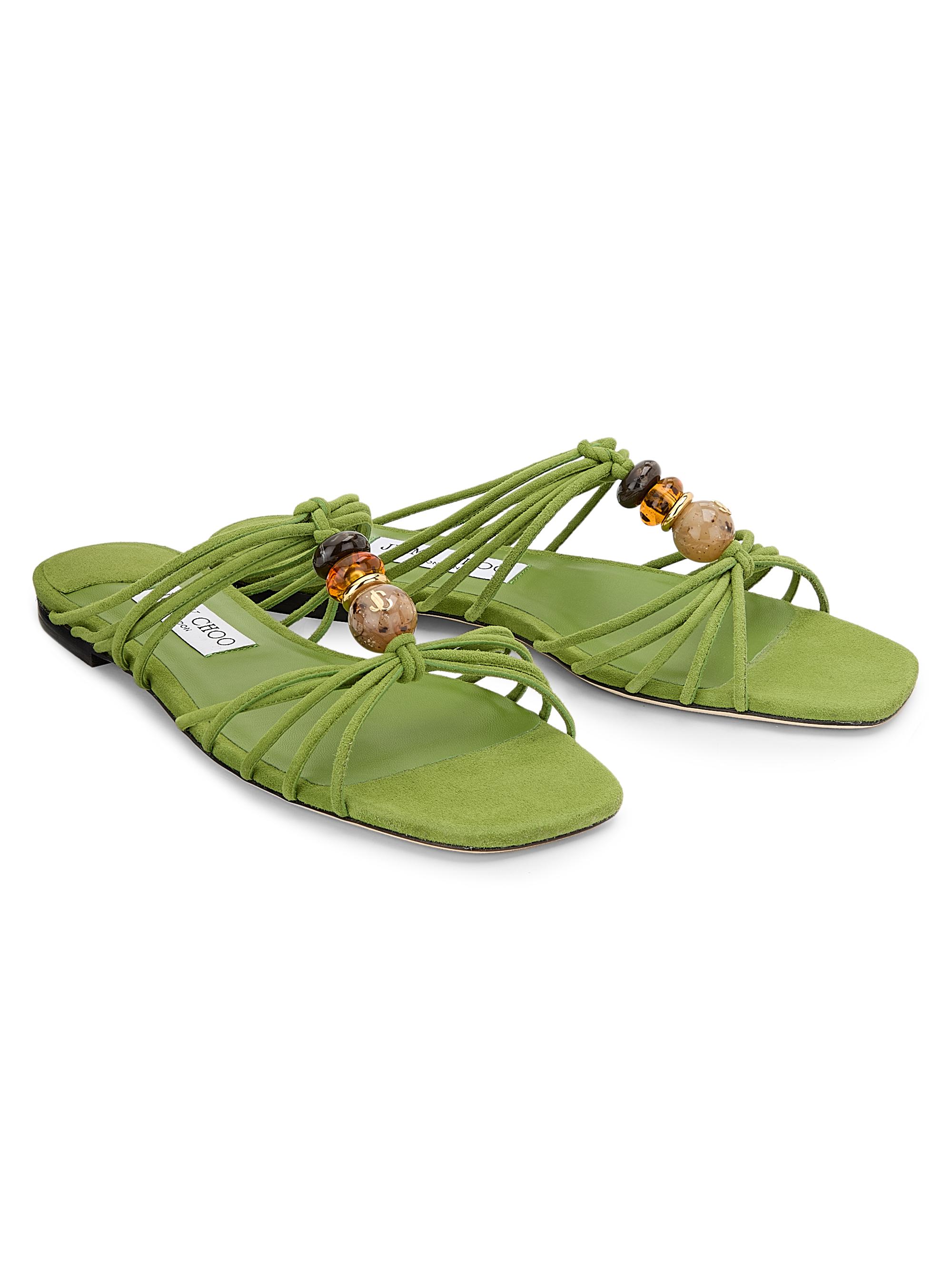 Jimmy Choo Women's Lova Multi-Strap Beaded Leather Mules - Clover | Thumbnail 2