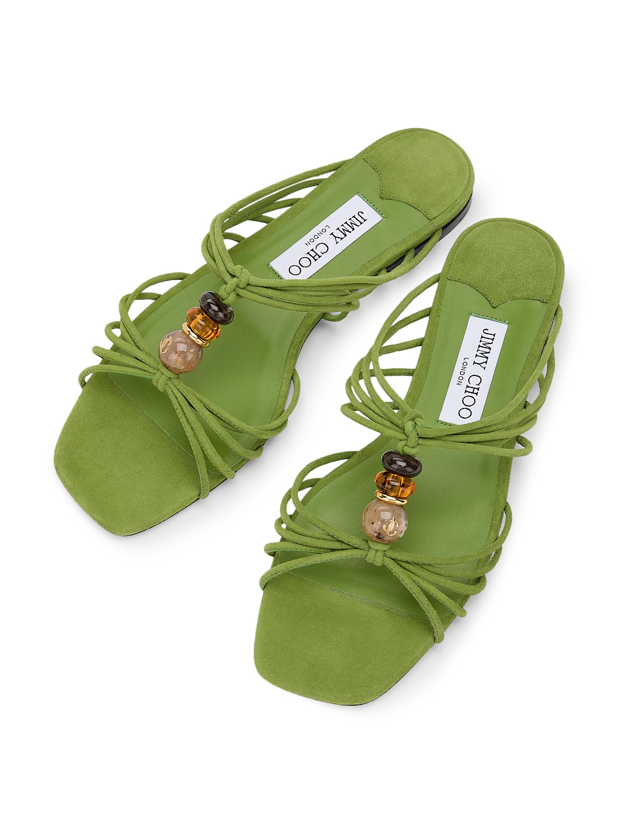 Jimmy Choo Women's Lova Multi-Strap Beaded Leather Mules - Clover | Thumbnail 4