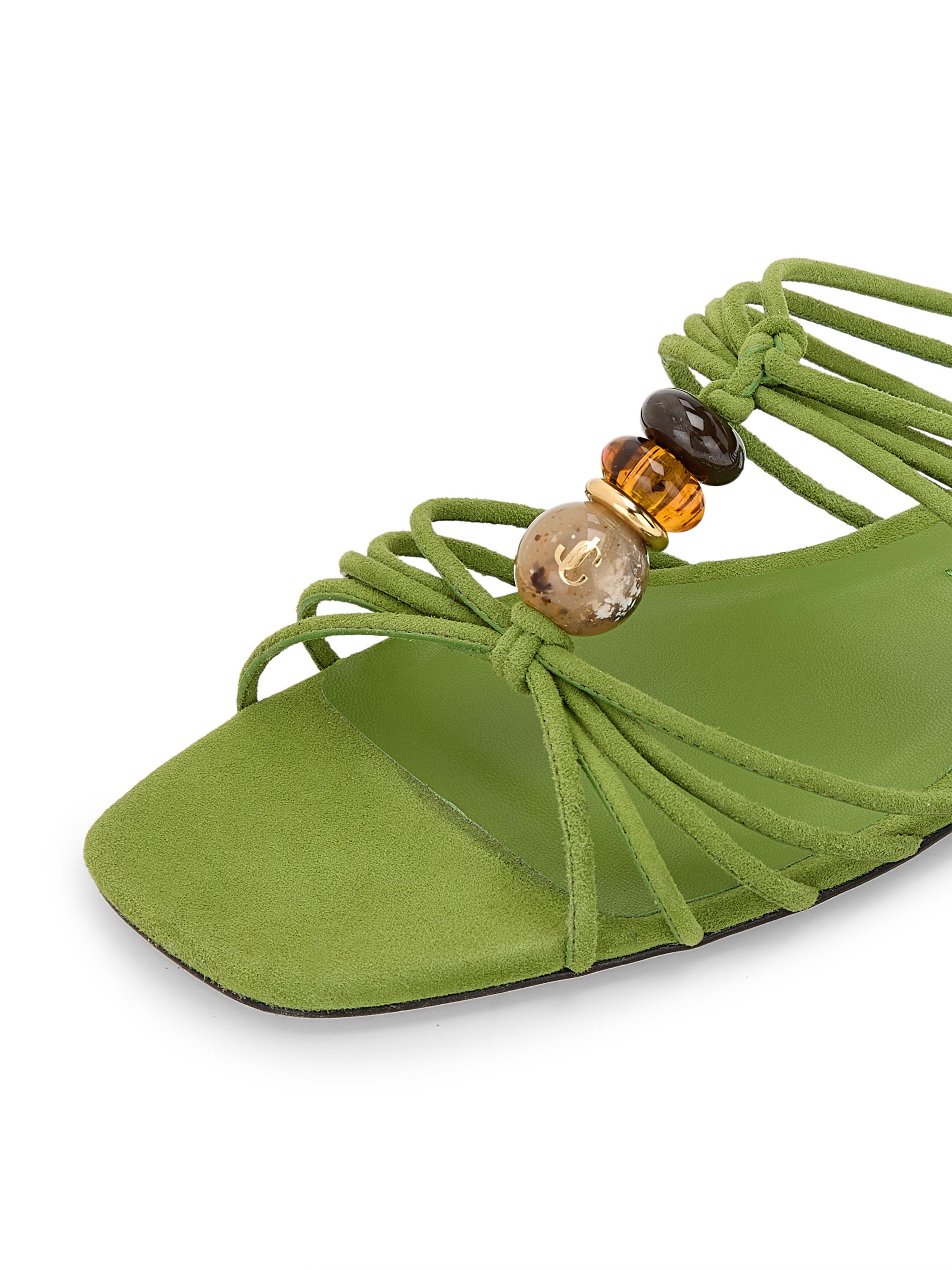 Jimmy Choo Women's Lova Multi-Strap Beaded Leather Mules - Clover | Thumbnail 5
