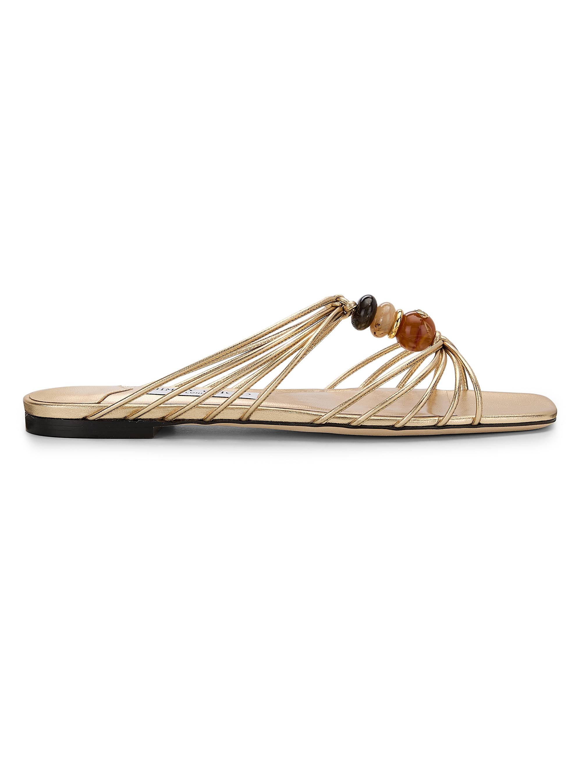 Jimmy Choo Women's Lova Multi-Strap Beaded Leather Mules - Gold - Women's Clothing