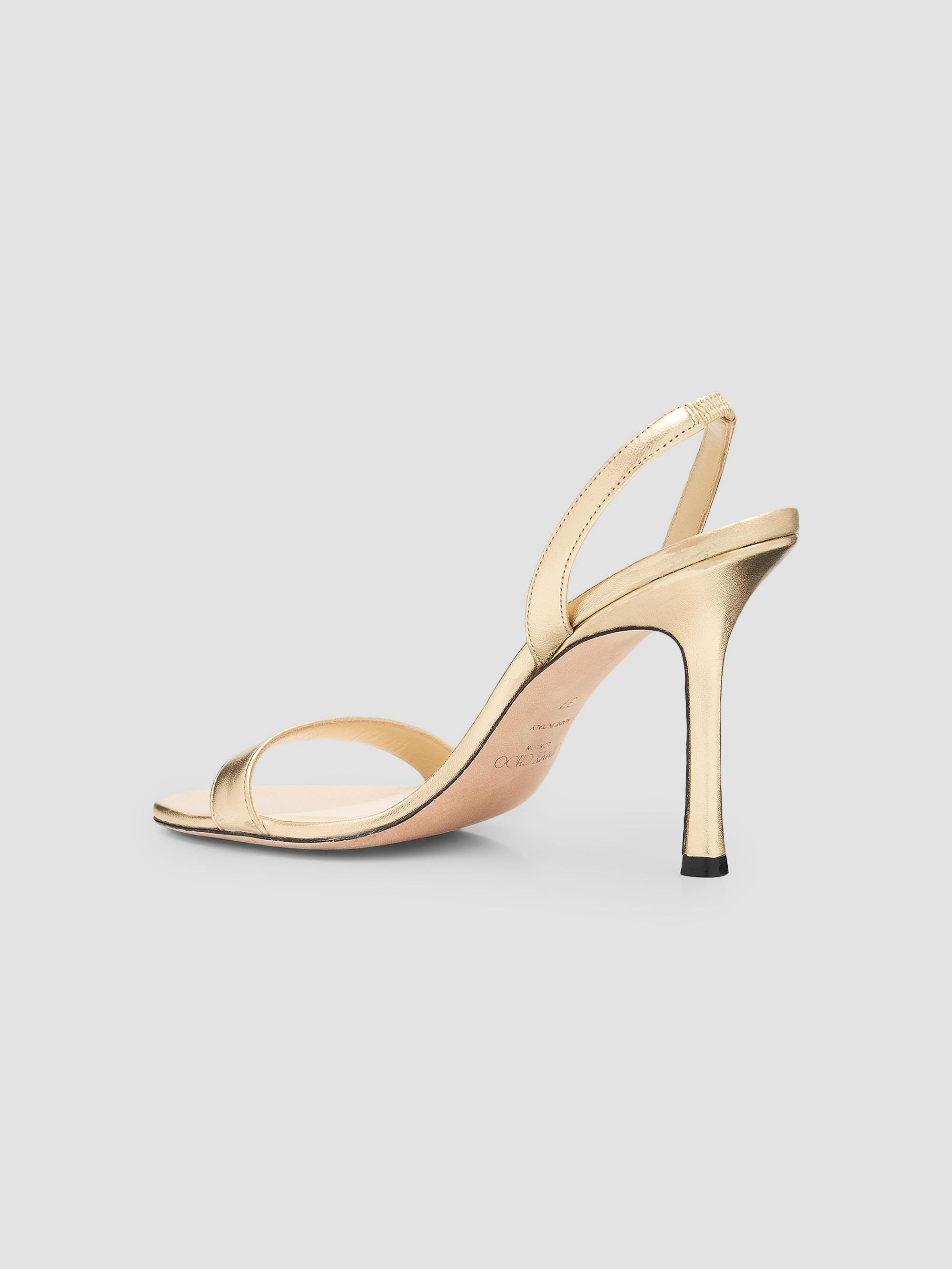 Jimmy Choo Women's Jenn 85MM Leather Slingback Sandals - Gold | Thumbnail 2