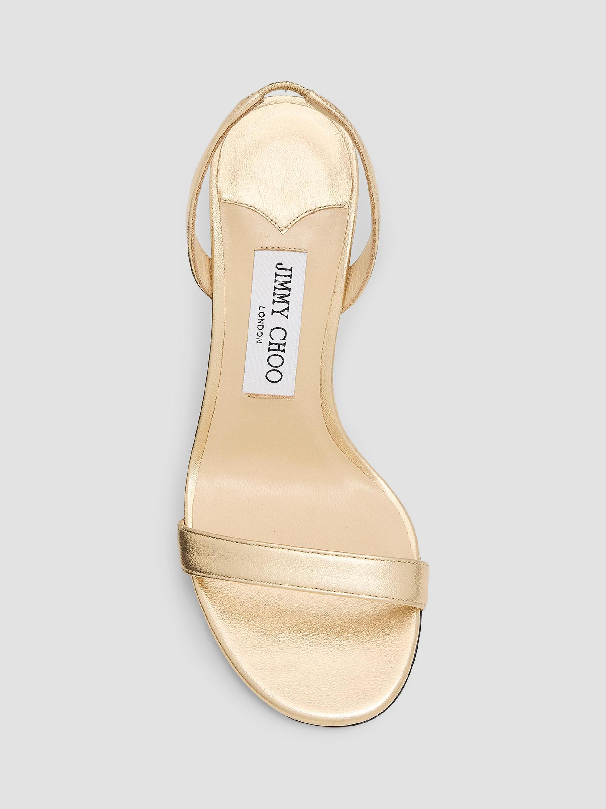 Jimmy Choo Women's Jenn 85MM Leather Slingback Sandals - Gold | Thumbnail 3