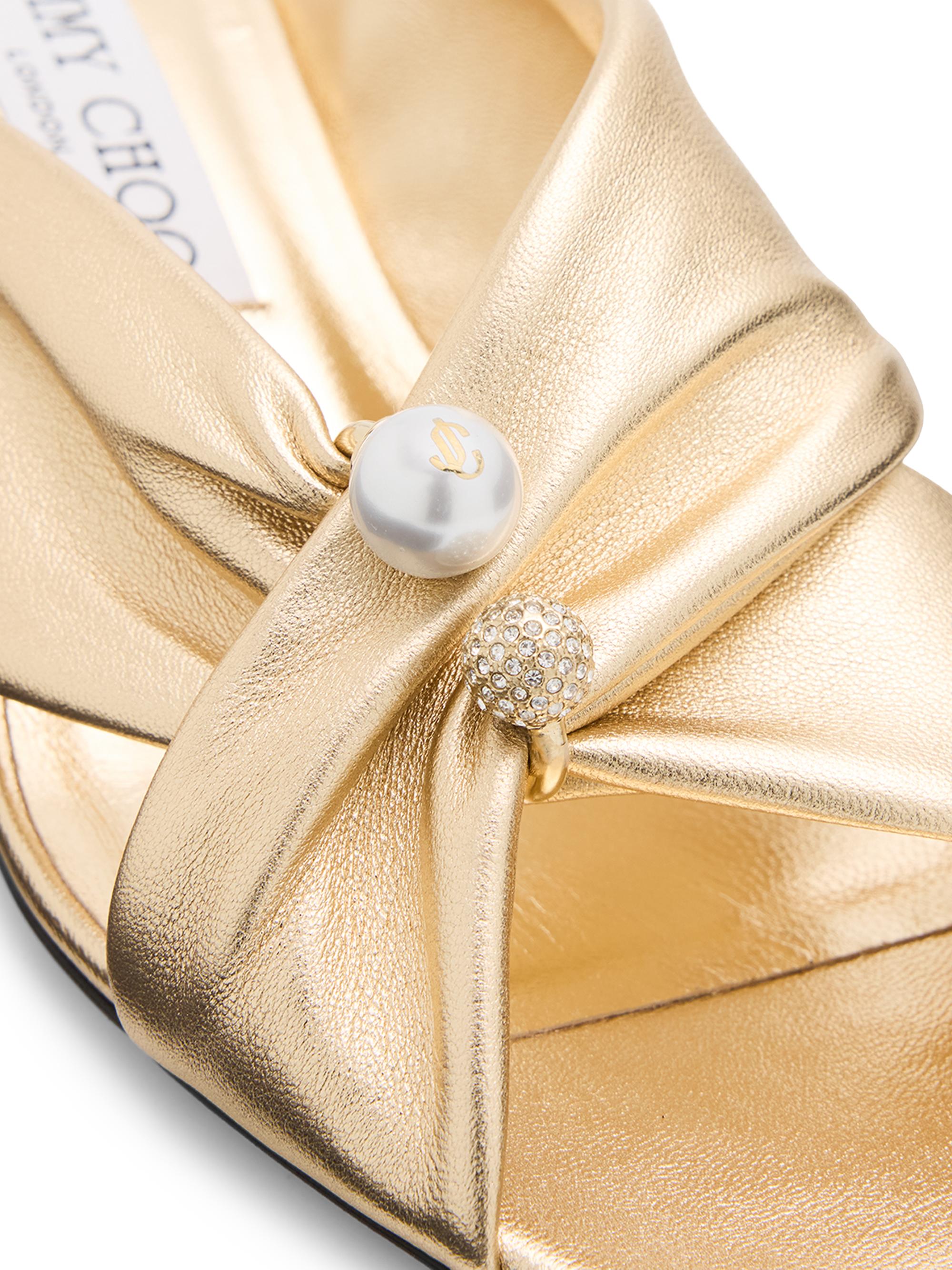 Jimmy Choo Women's Rafi 45MM Leather Sandals - Gold | Thumbnail 5
