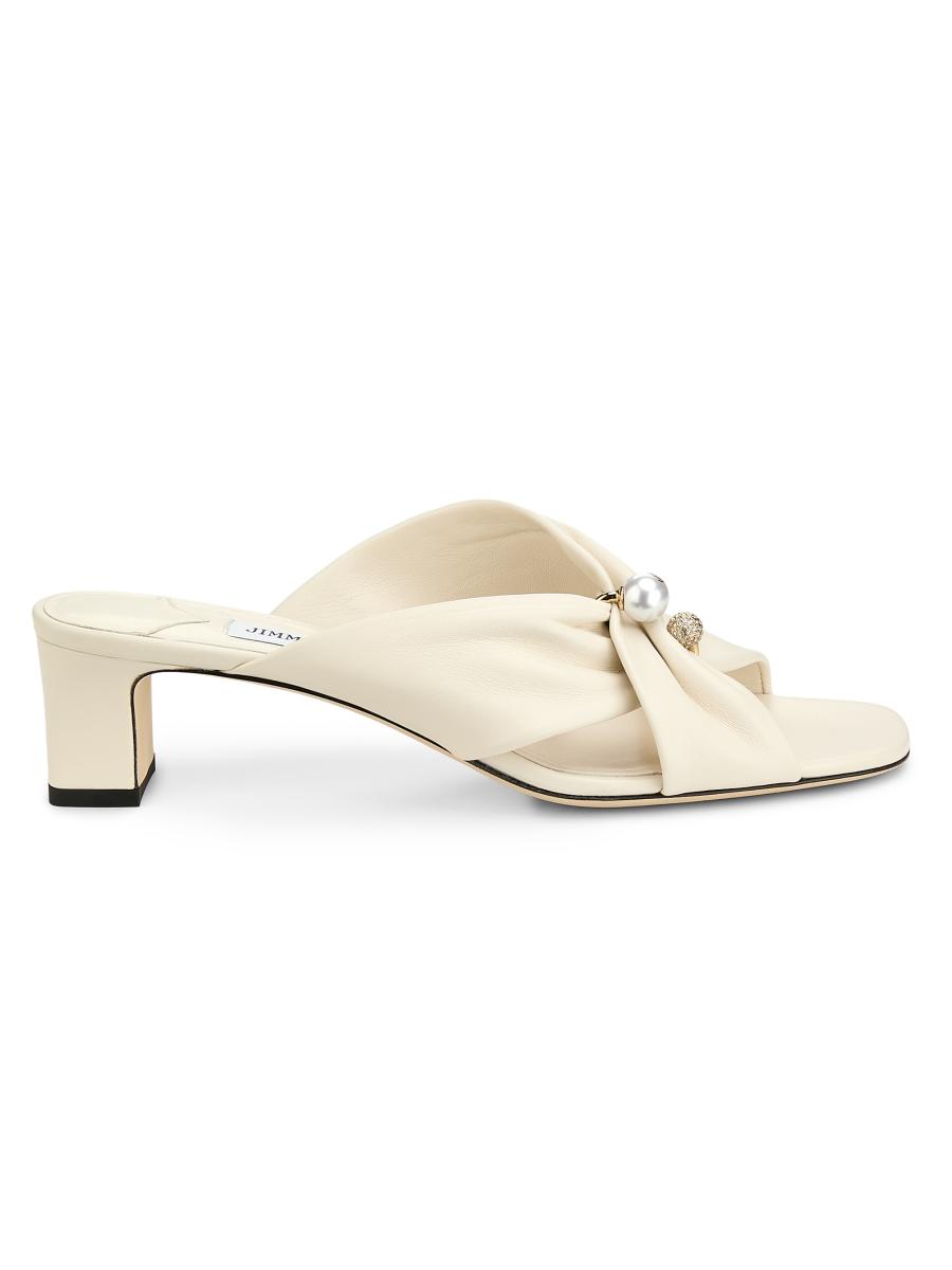Jimmy Choo Women's Rafi 45mm Leather Sandals In White