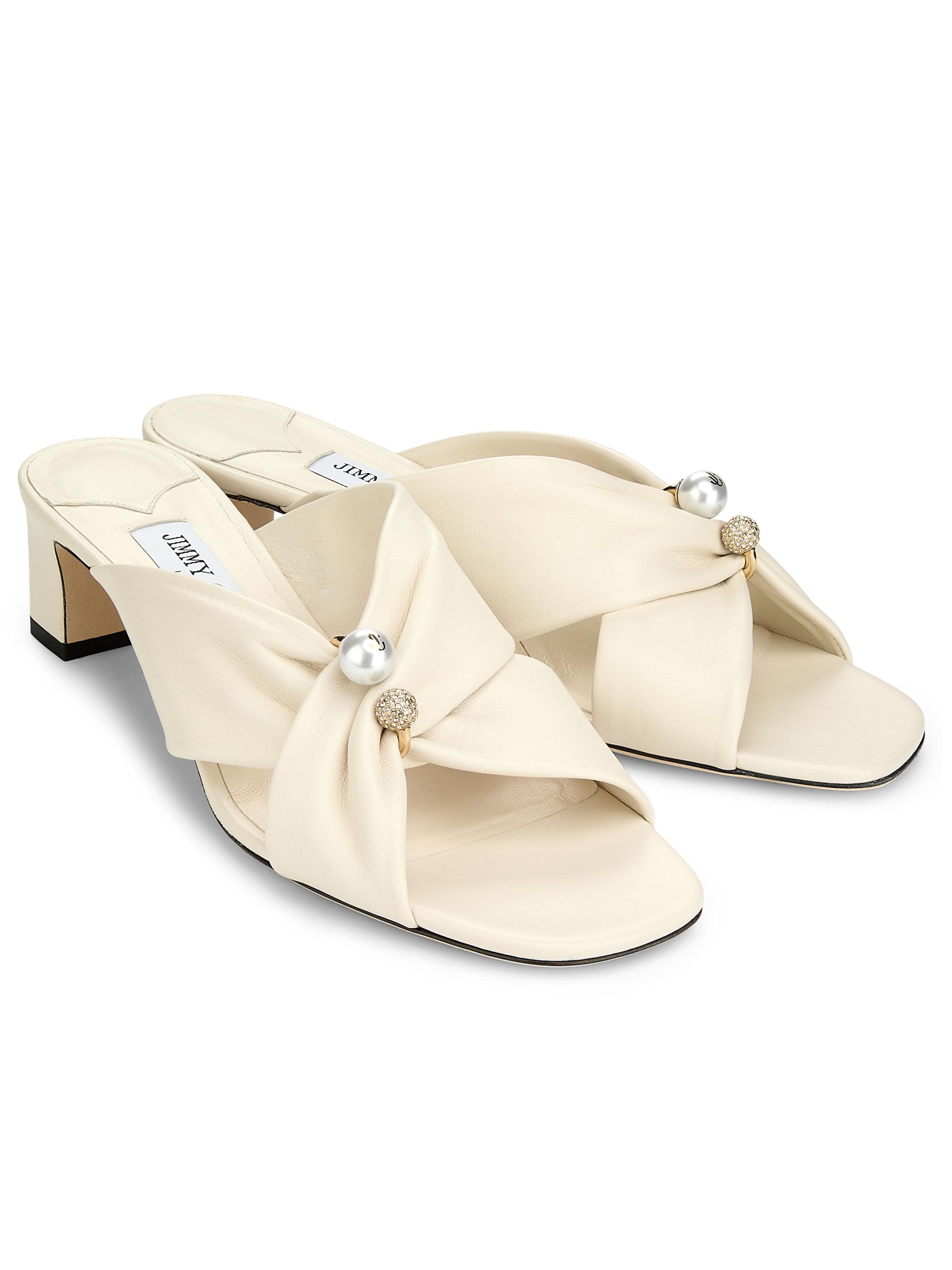 Jimmy Choo Women's Rafi 45MM Leather Sandals - Latte | Thumbnail 2