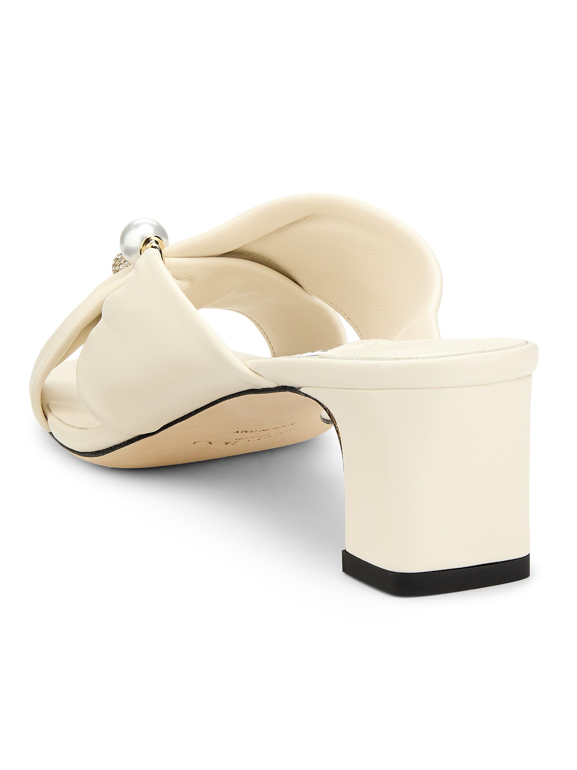 Jimmy Choo Women's Rafi 45MM Leather Sandals - Latte | Thumbnail 3