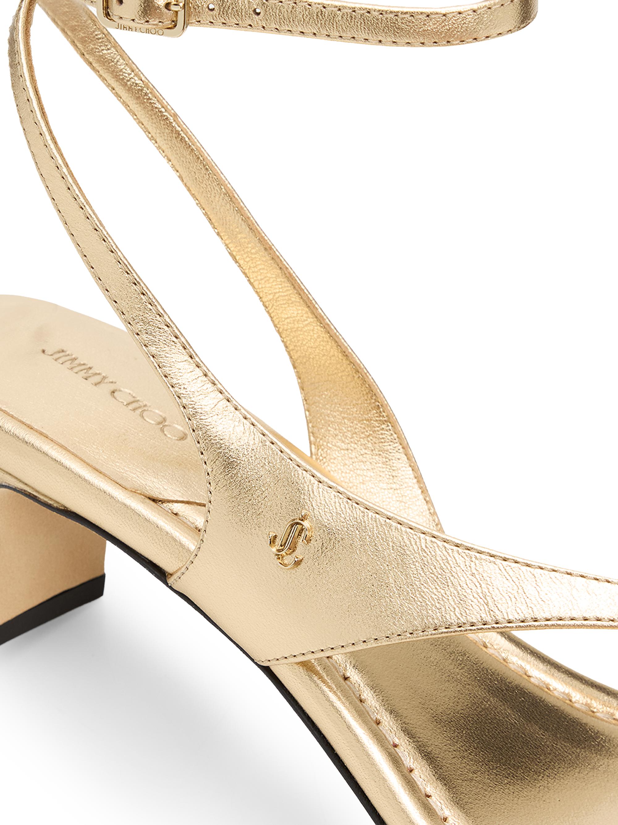 Jimmy Choo Women's Faye 45MM Metallic Leather Sandals - Gold | Thumbnail 5