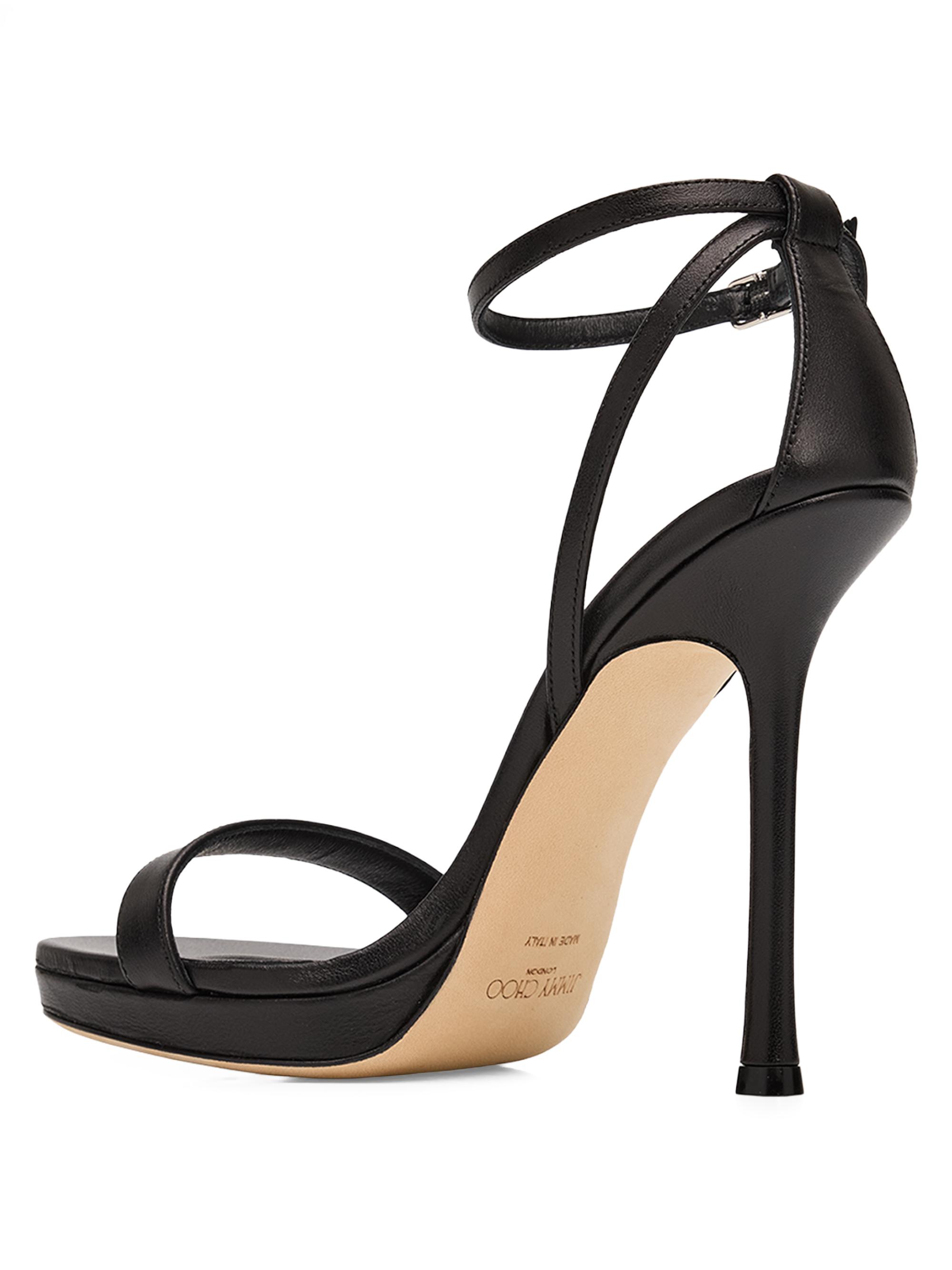 Jimmy Choo Women's Moza 0MM Leather Sandals - Black | Thumbnail 2