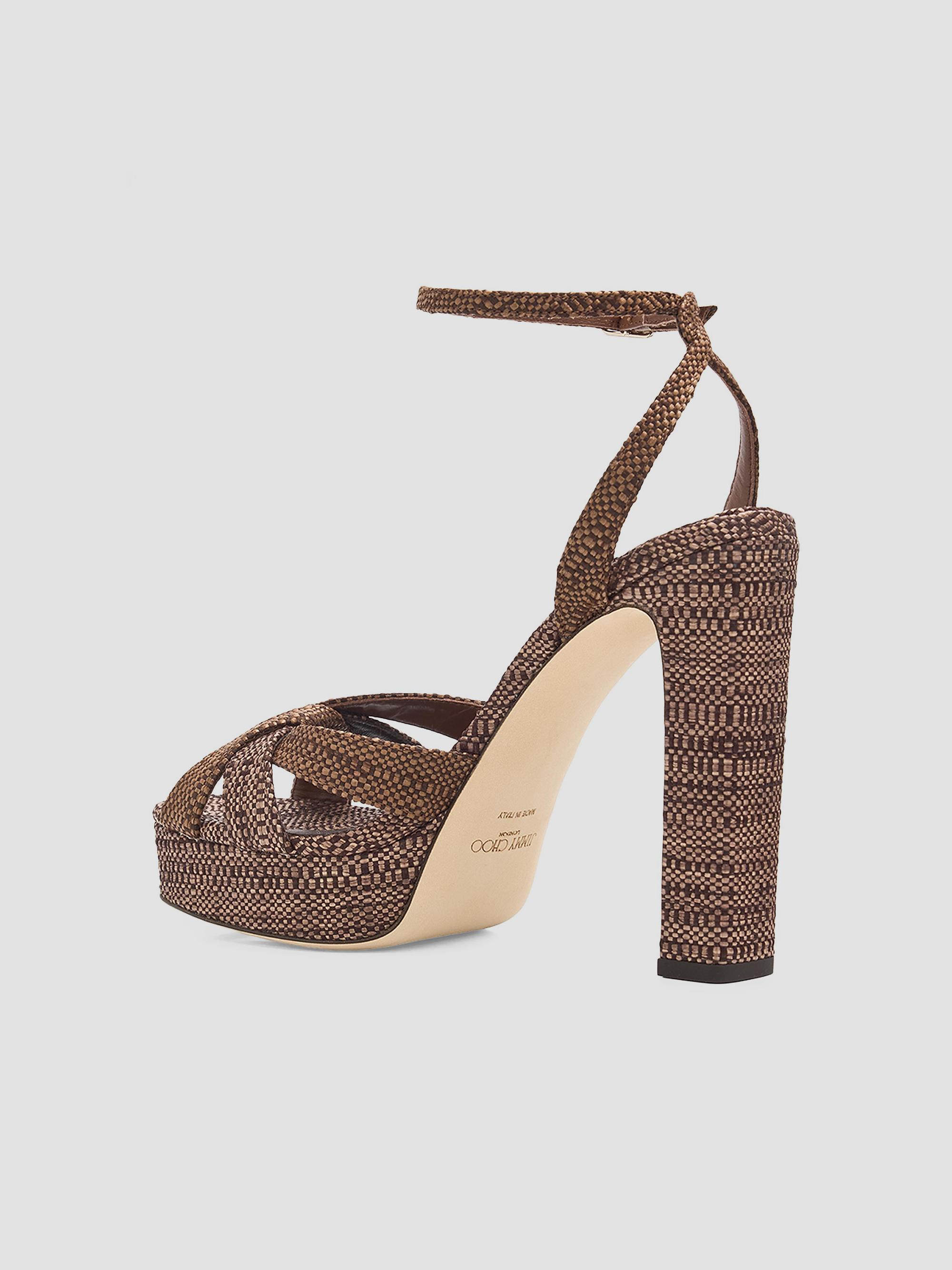 Jimmy Choo Women's Kove 0MM Fine Raffia Platform Sandals - Chocolate Tan | Thumbnail 2