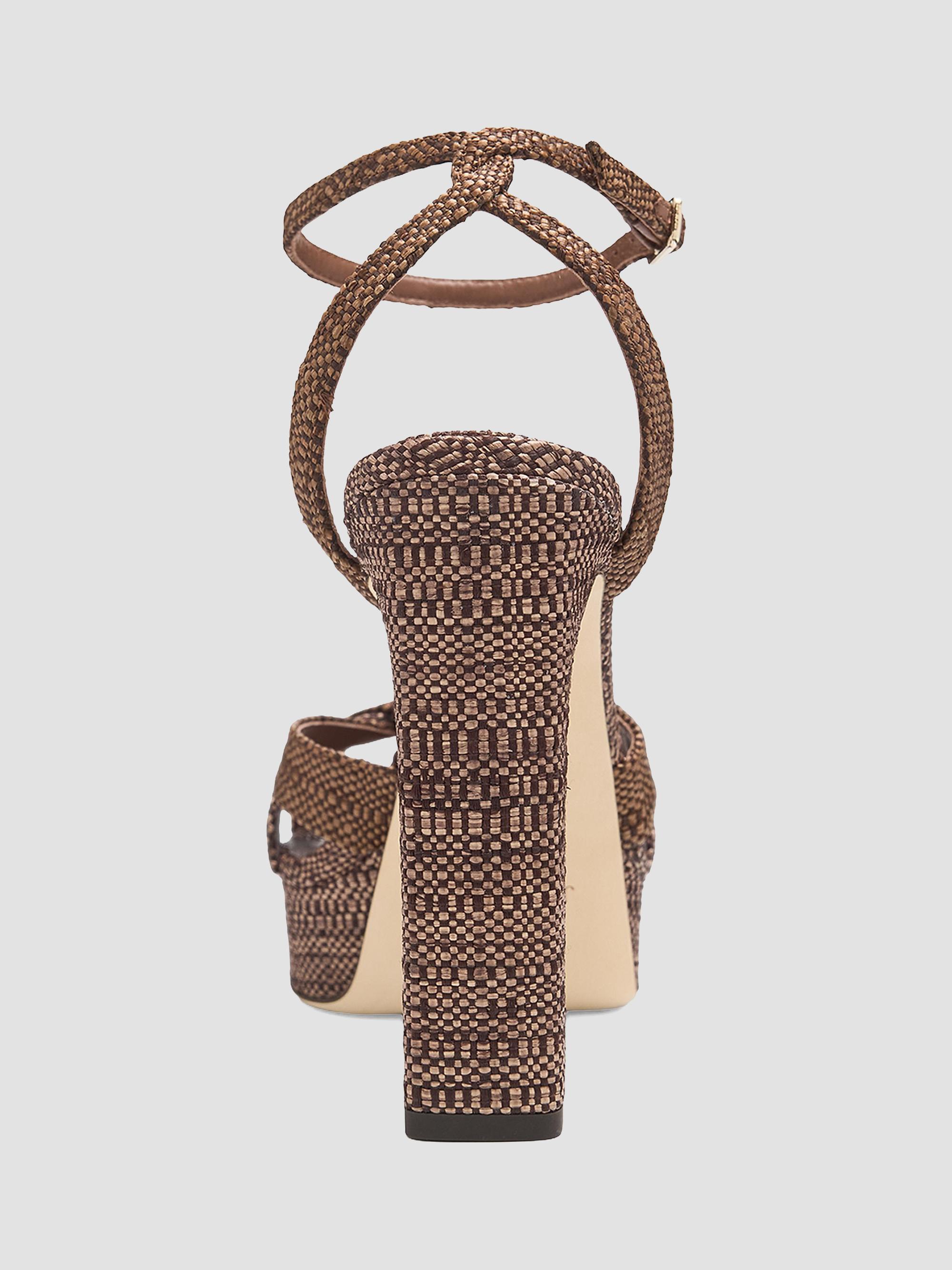 Jimmy Choo Women's Kove 0MM Fine Raffia Platform Sandals - Chocolate Tan | Thumbnail 4