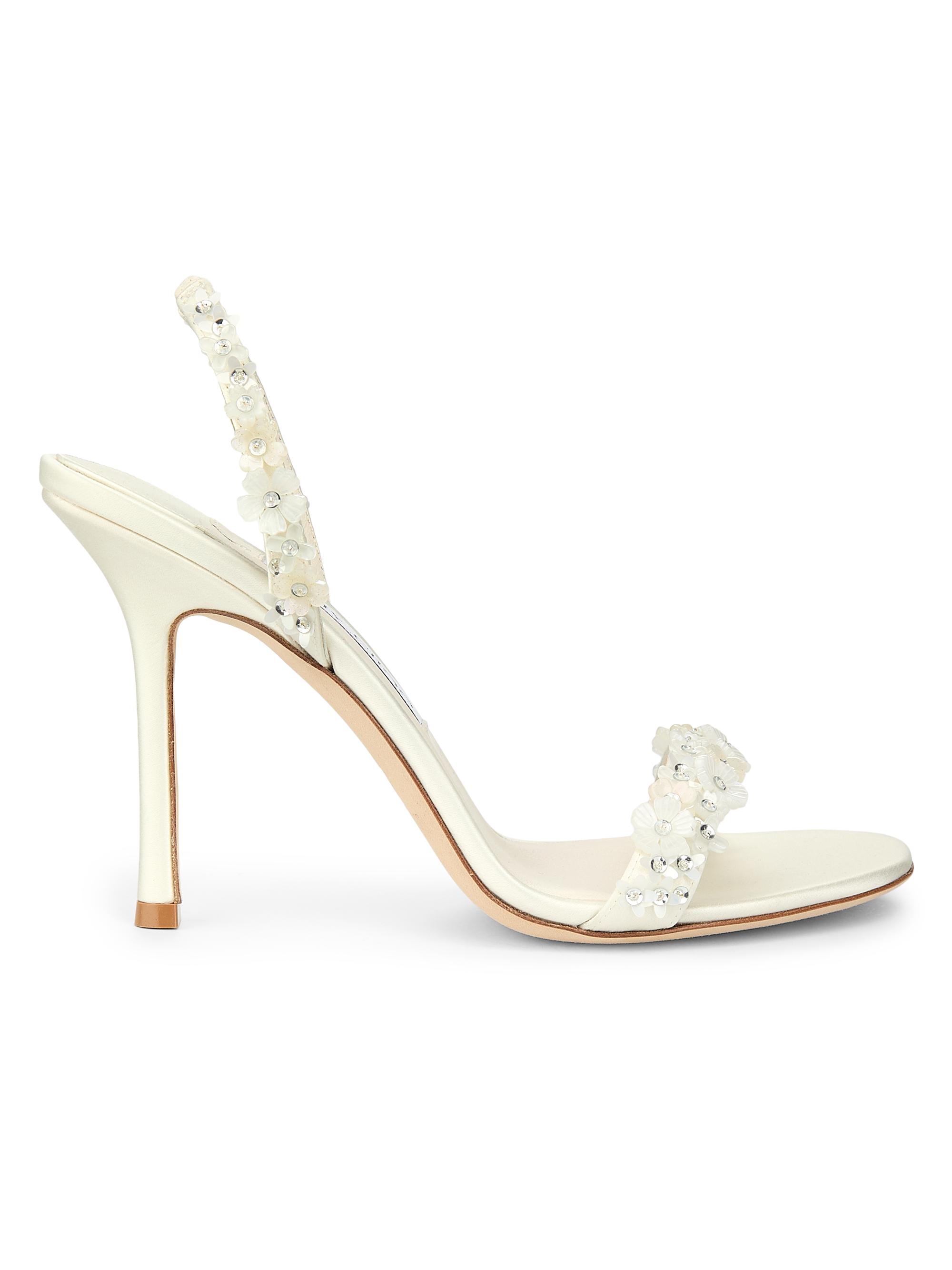 Jimmy Choo Women's Jenn 100MM Daisy-Embroidered Satin Slingback Sandals -