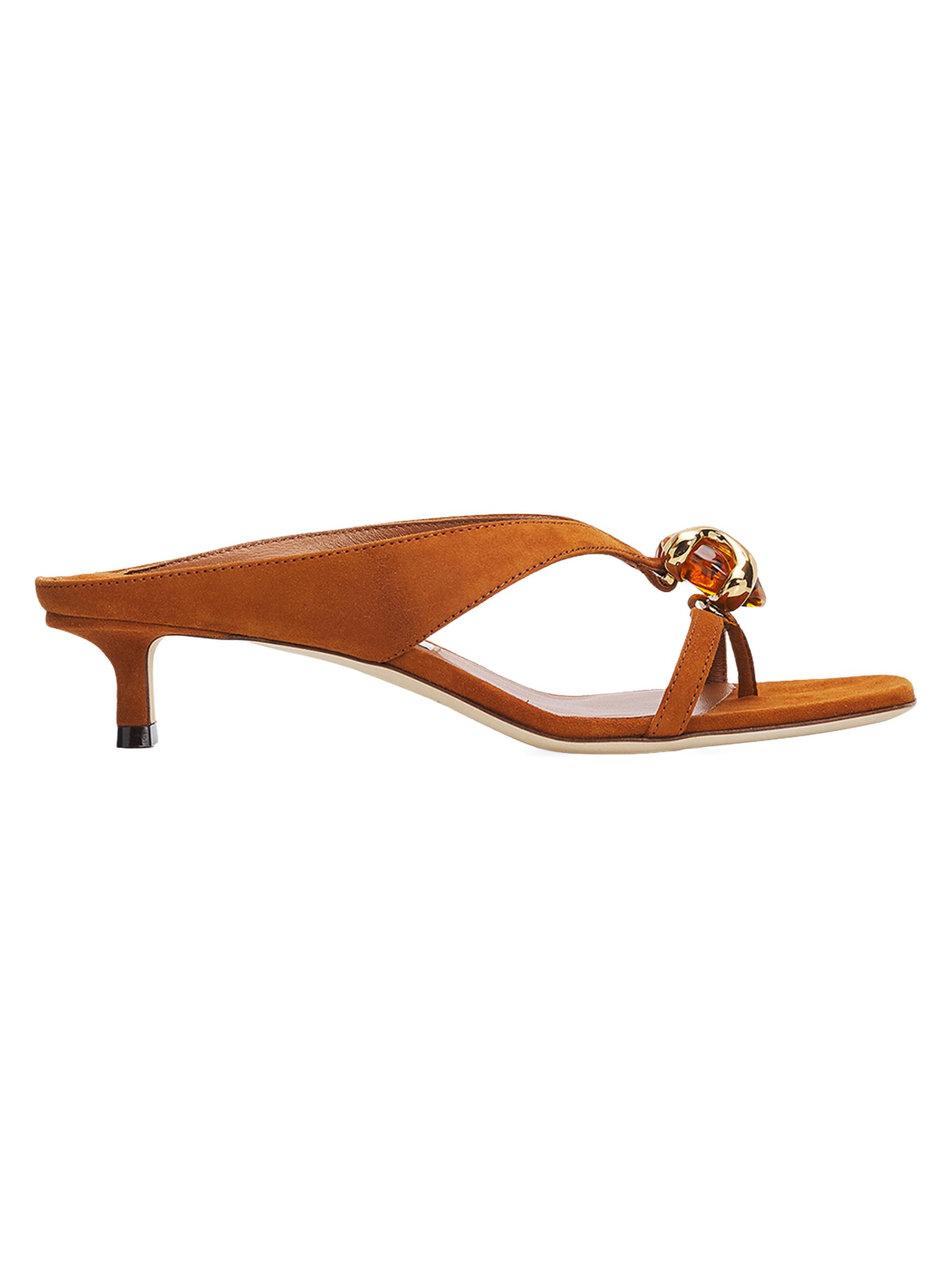 Jimmy Choo Women's Emeri Stone 35MM Suede Sandals - Tan Amber