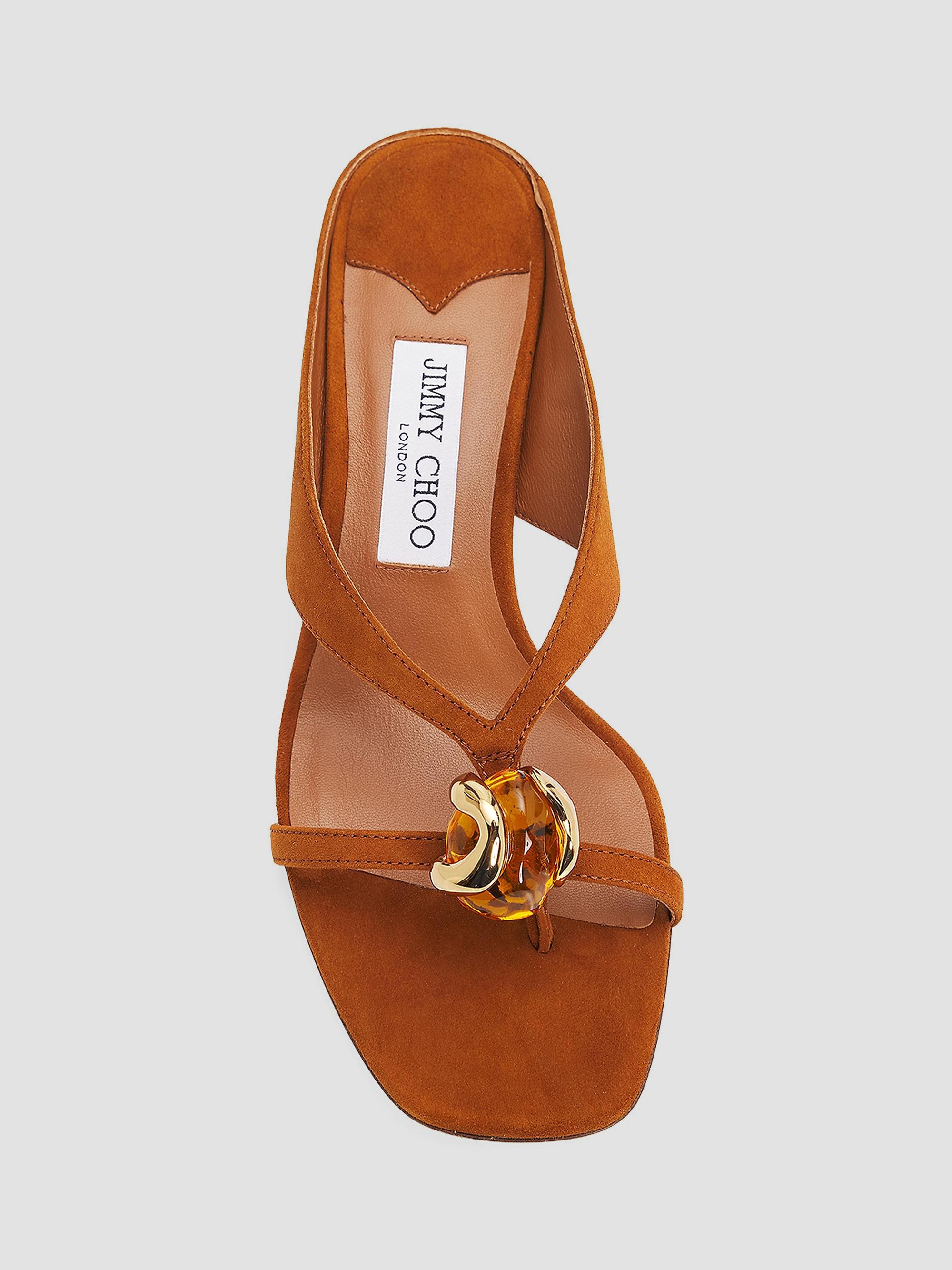 Jimmy Choo Emeri Stone 35MM Suede Sandals | Saks Fifth Avenue
