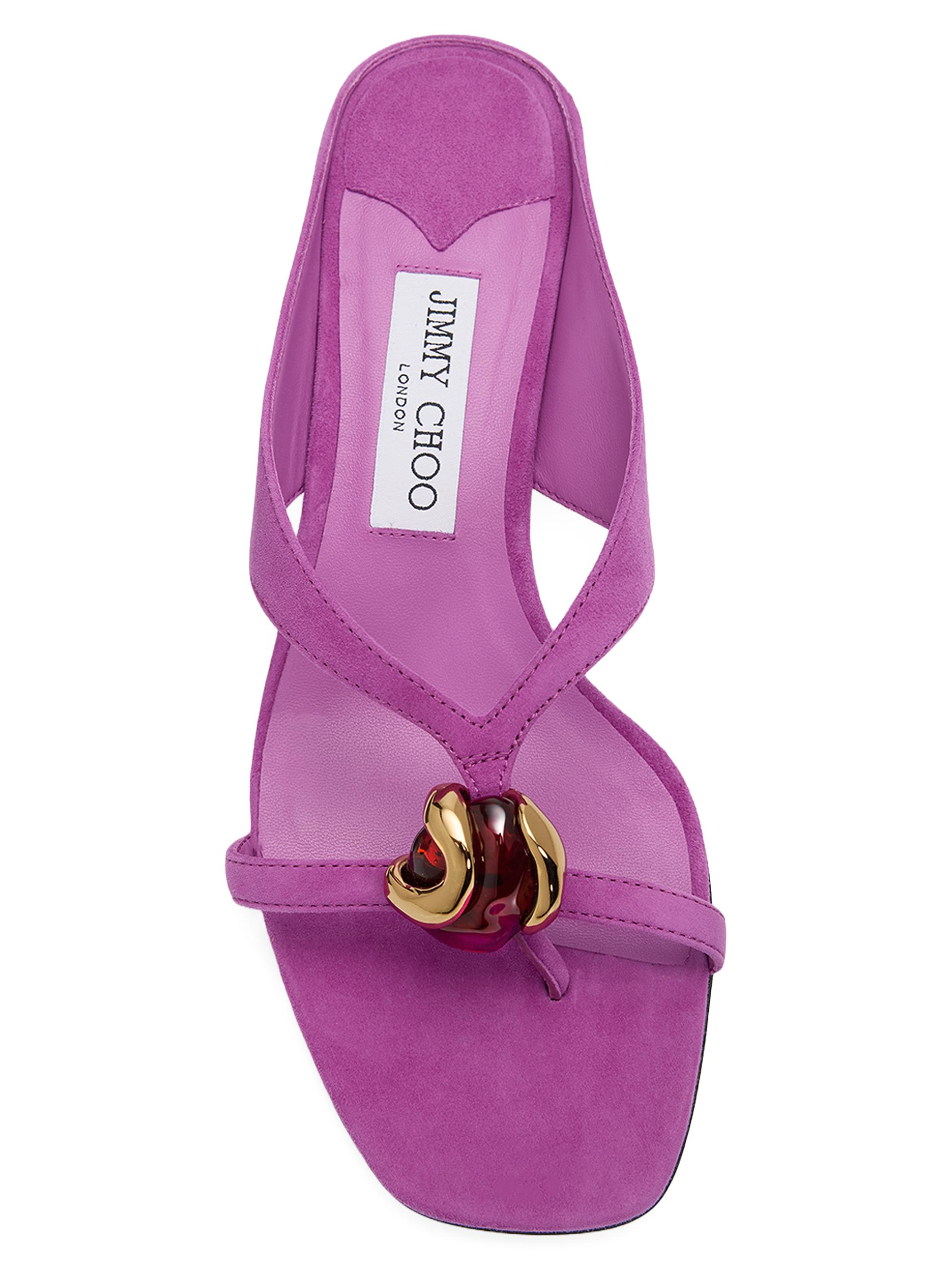 Jimmy Choo Women's Emeri Stone 35MM Suede Sandals - Violet Orchid Amber | Thumbnail 4