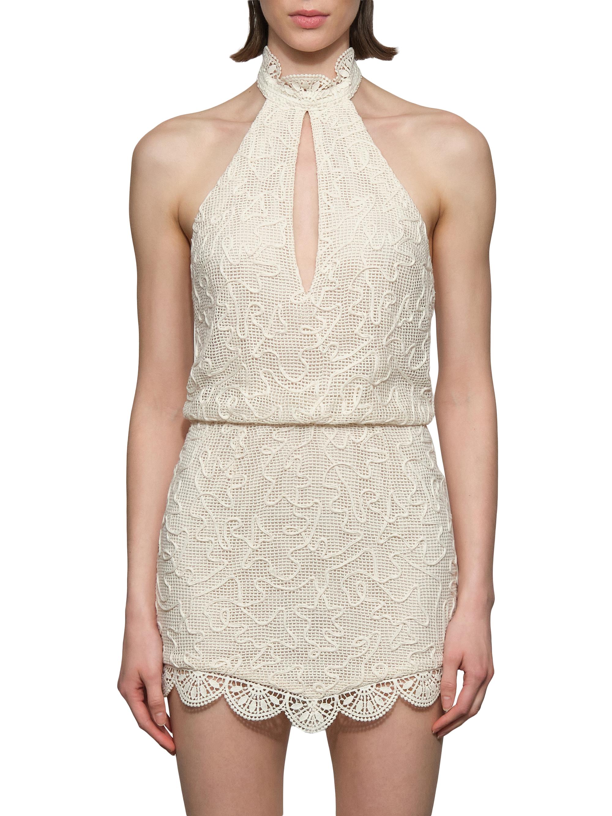 Et Ochs Women's Elise Embroidered Cotton Mesh Halterneck Minidress - | Thumbnail 3