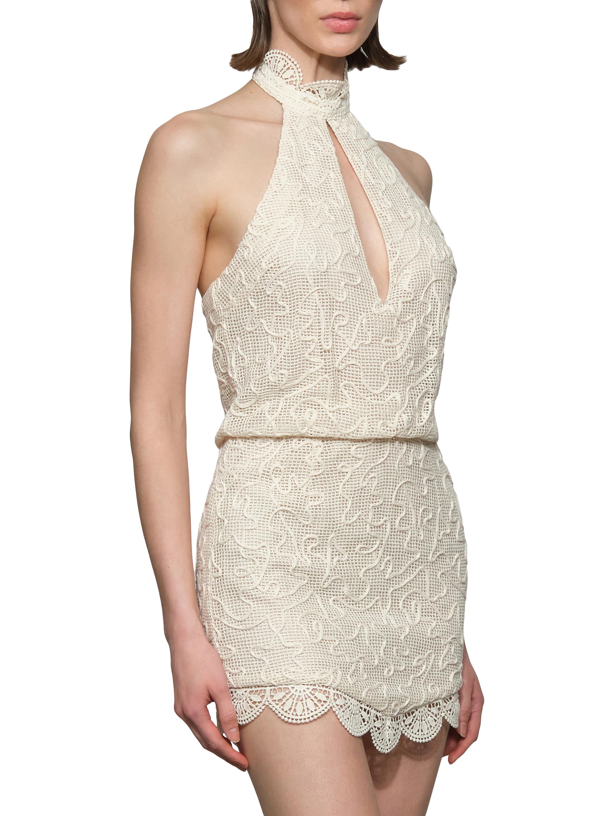 Et Ochs Women's Elise Embroidered Cotton Mesh Halterneck Minidress - | Thumbnail 4
