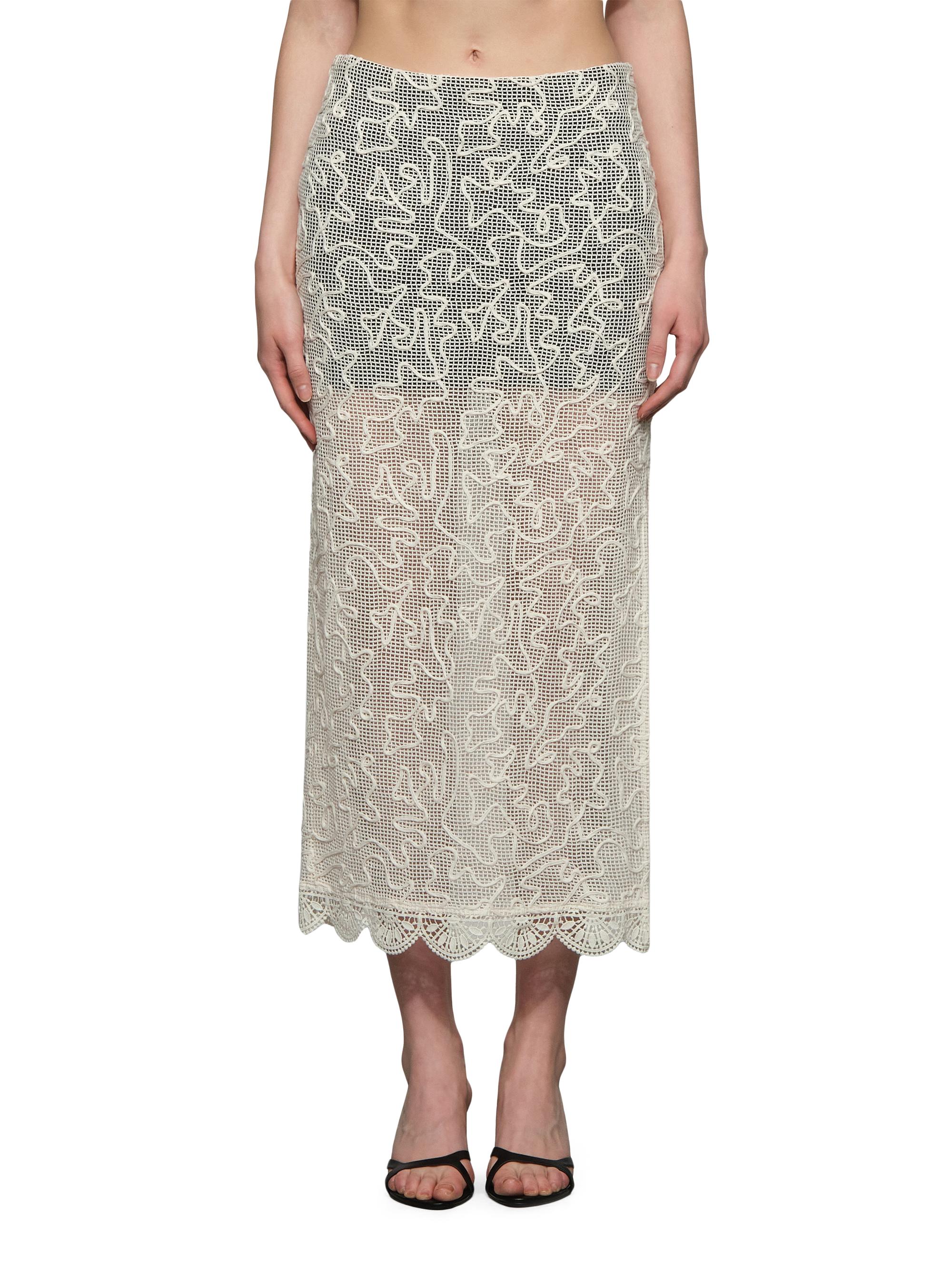 Et Ochs Women's Willis Embroidered Cotton Mesh Midi-Skirt -  Black | Thumbnail 3