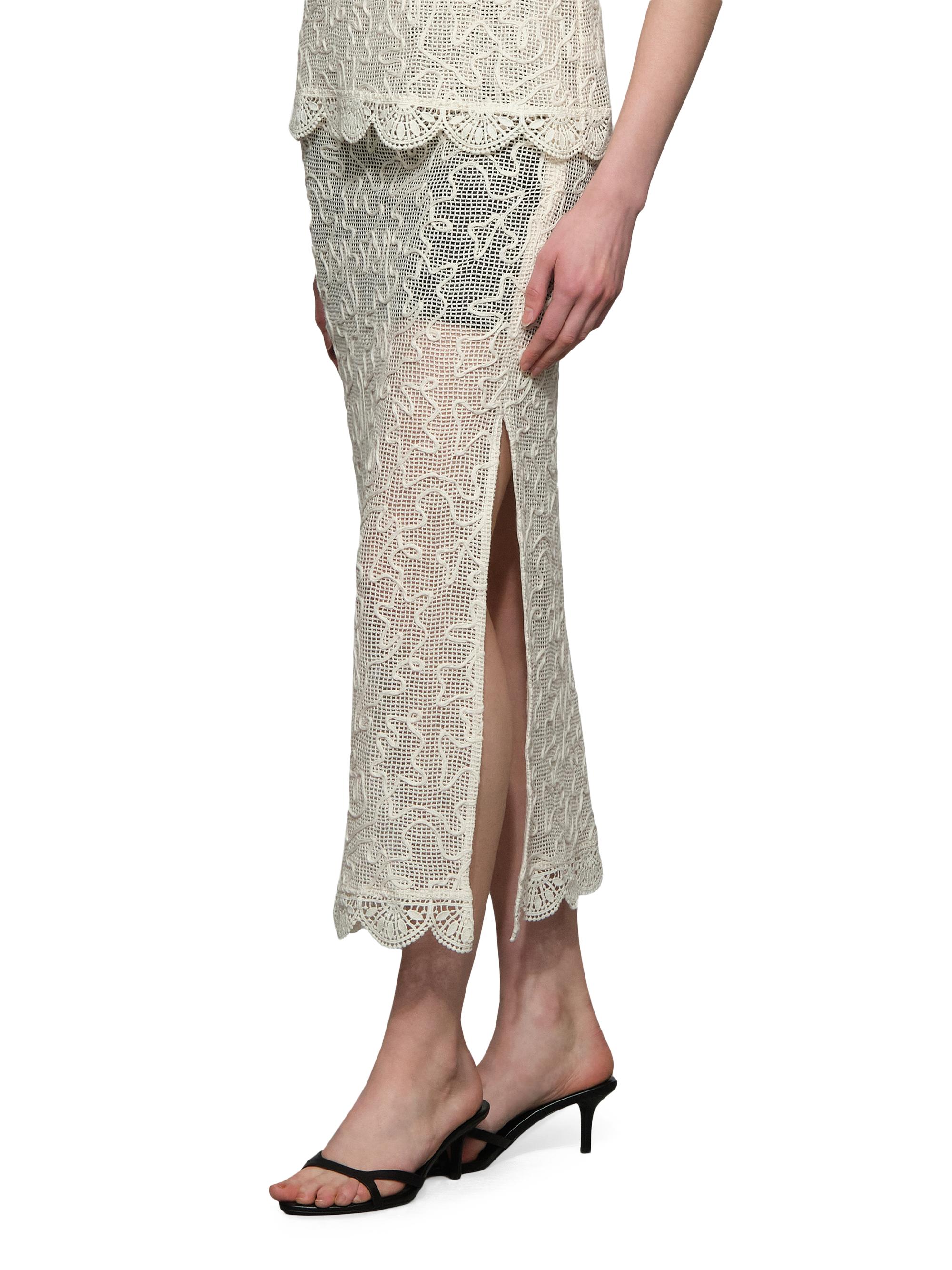 Et Ochs Women's Willis Embroidered Cotton Mesh Midi-Skirt -  Black | Thumbnail 4