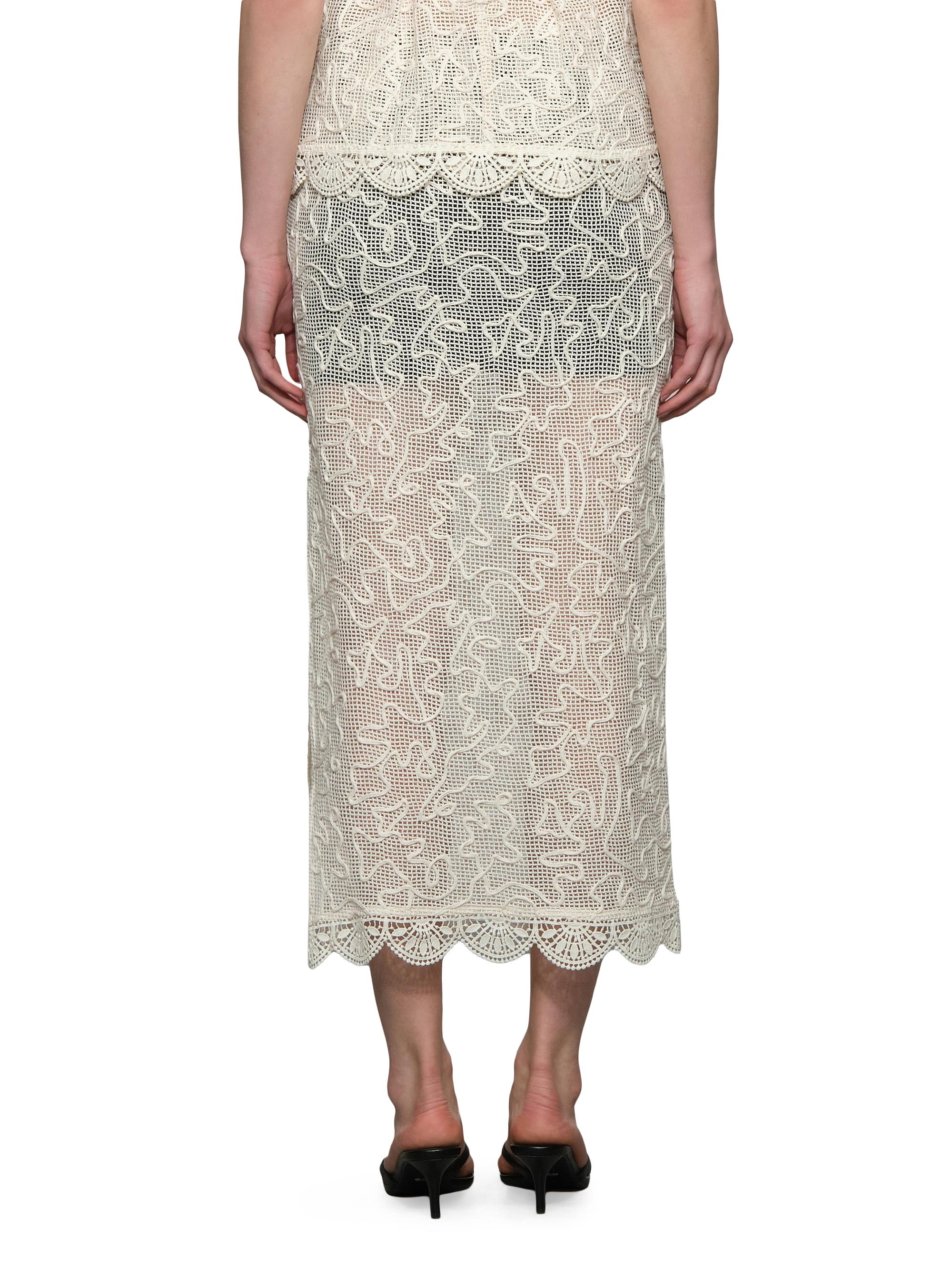 Et Ochs Women's Willis Embroidered Cotton Mesh Midi-Skirt -  Black | Thumbnail 5