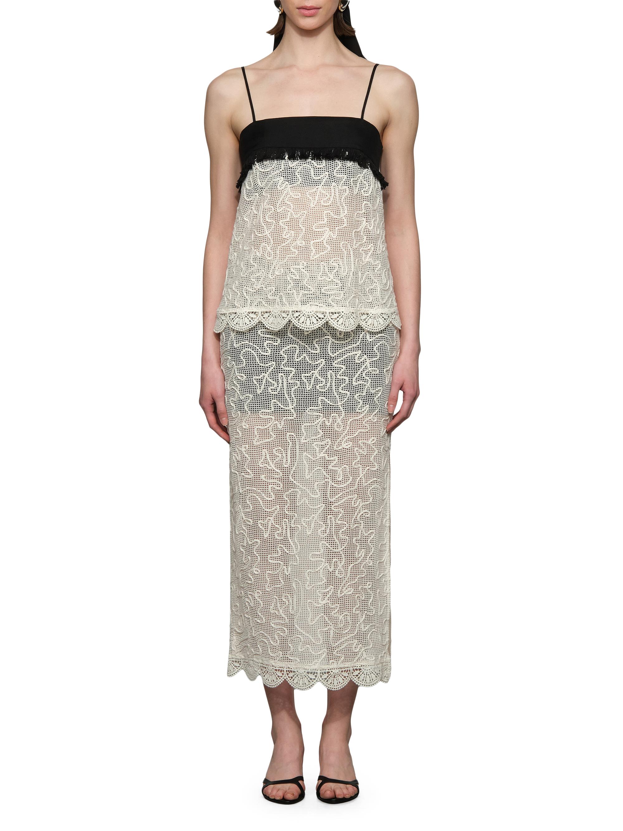 Et Ochs Women's Willis Embroidered Cotton Mesh Midi-Skirt -  Black | Thumbnail 2