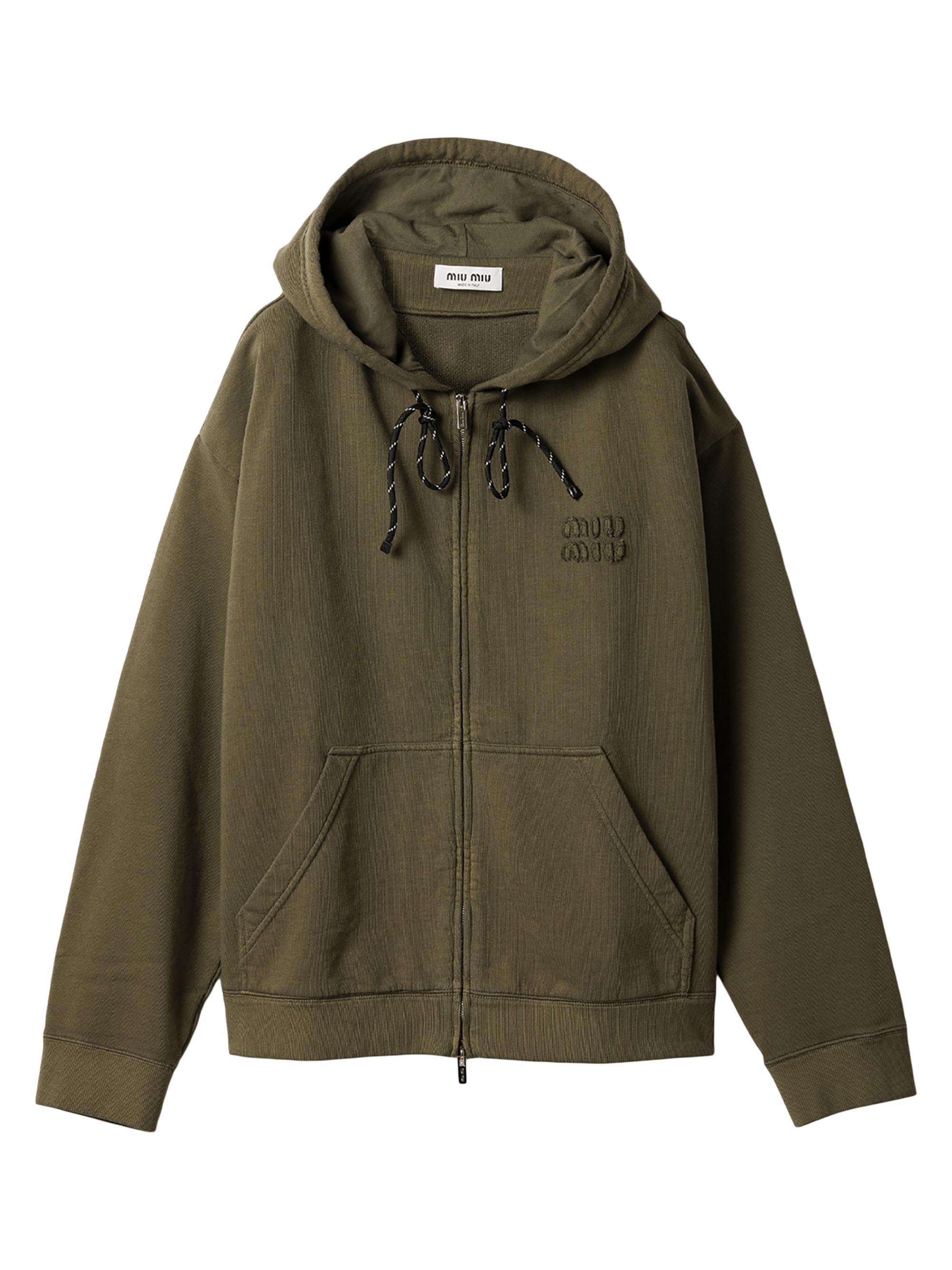Miu Miu Women's Garment-Dyed Hoodie Jacket - Green