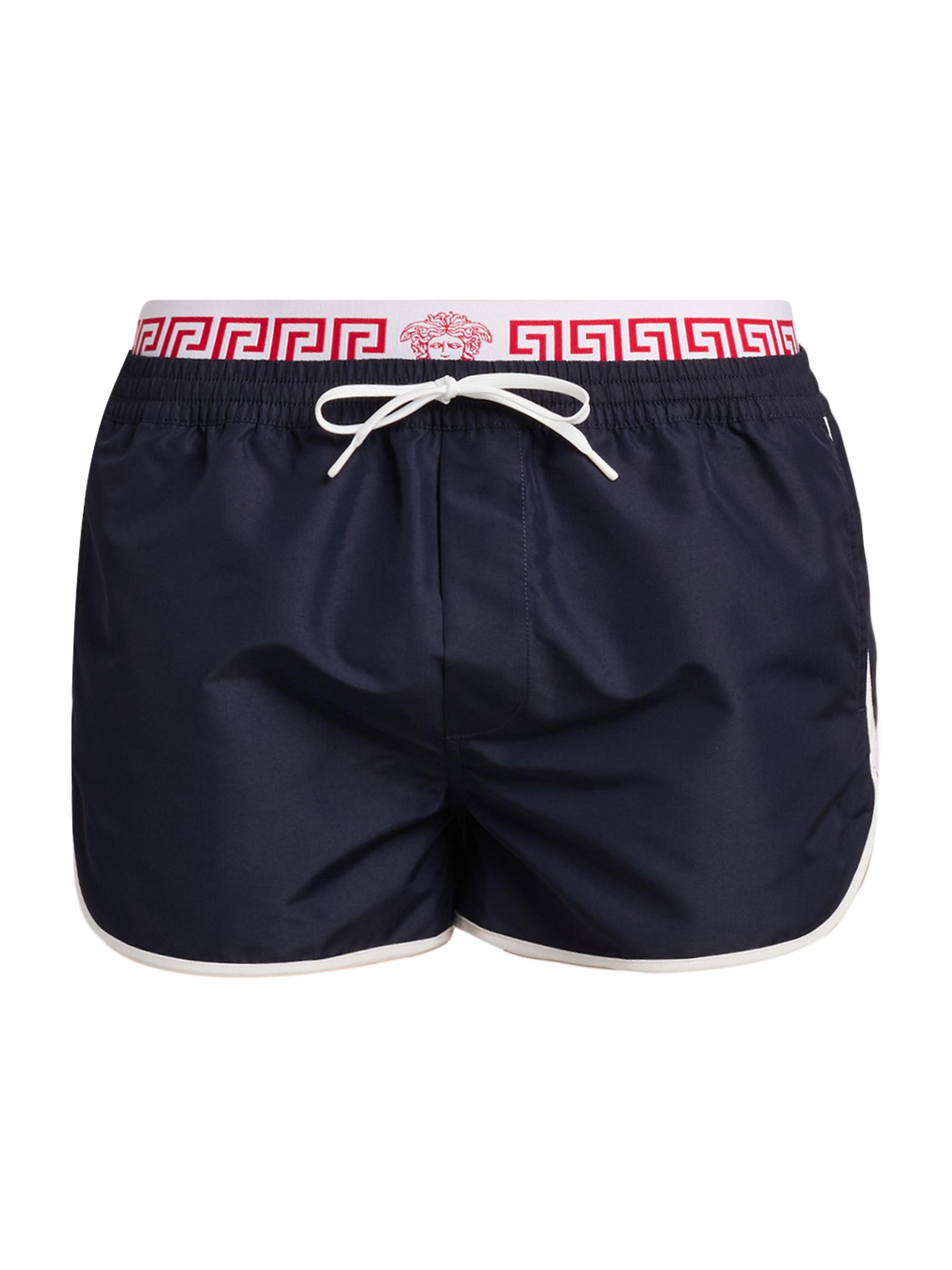 Versace Men's Golfo Elasticized Waistband Swim Shorts - Dark Navy White
