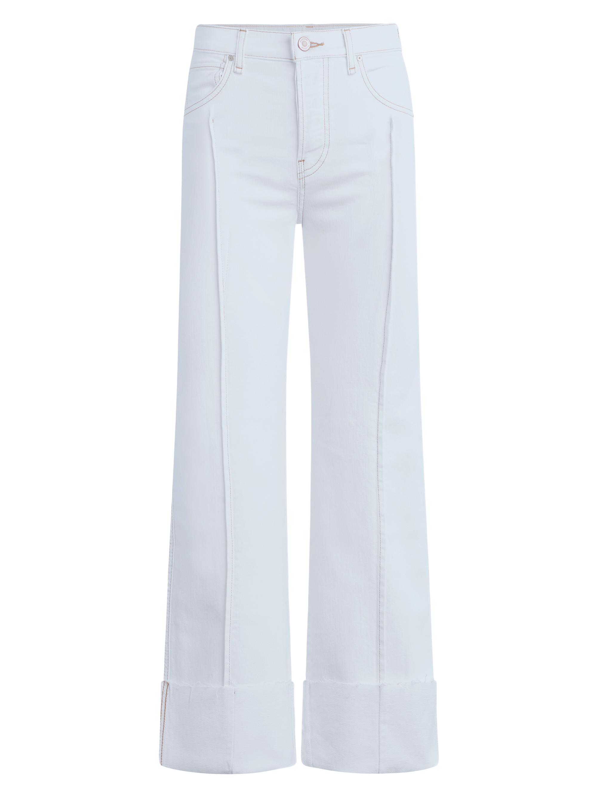 Hudson Jeans Women's Rosie High-Rise Pintucked Wide-Leg Jeans - White