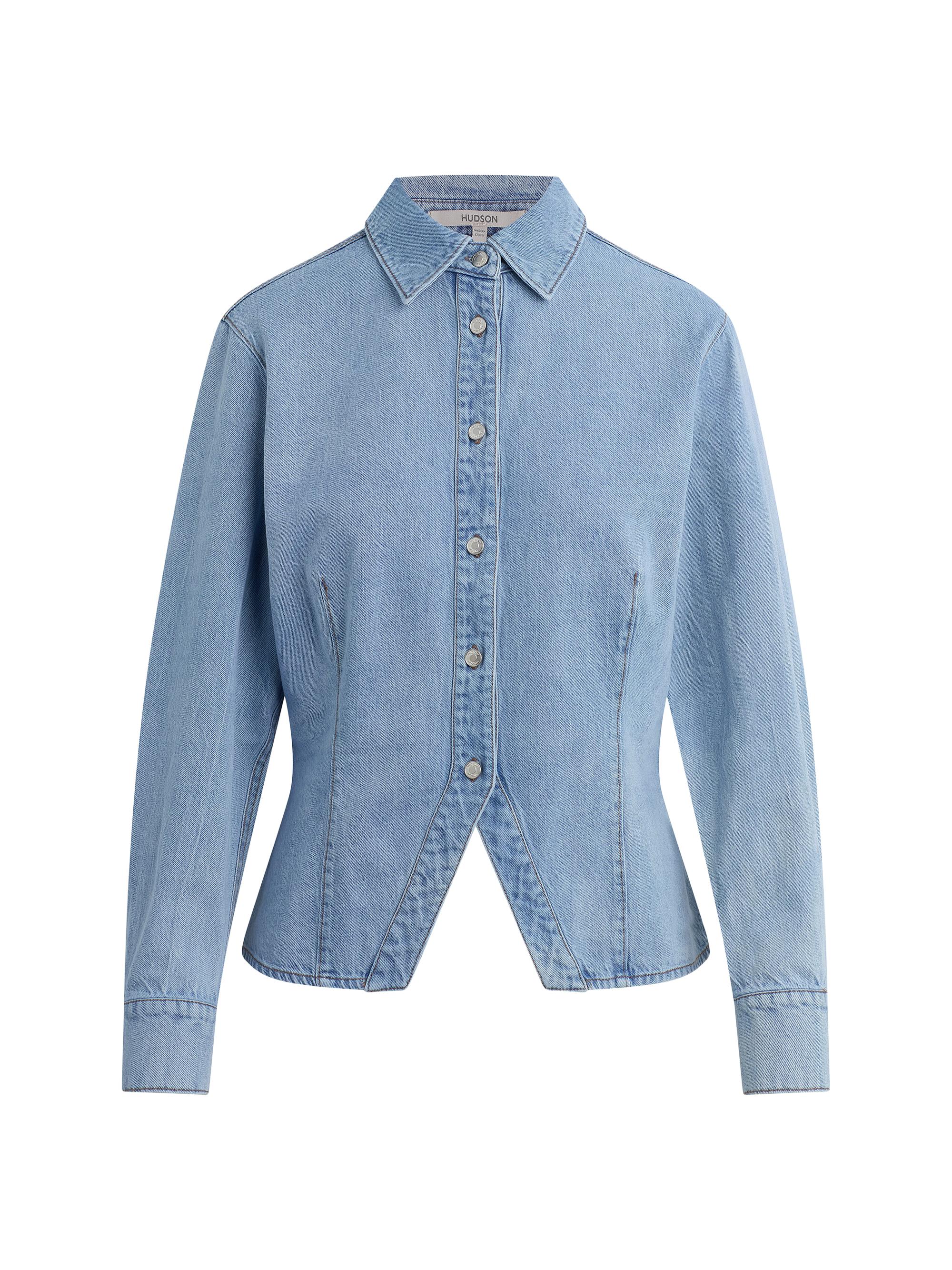 Hudson Jeans Women's Split Hem Button-Front Denim Shirt - Pools