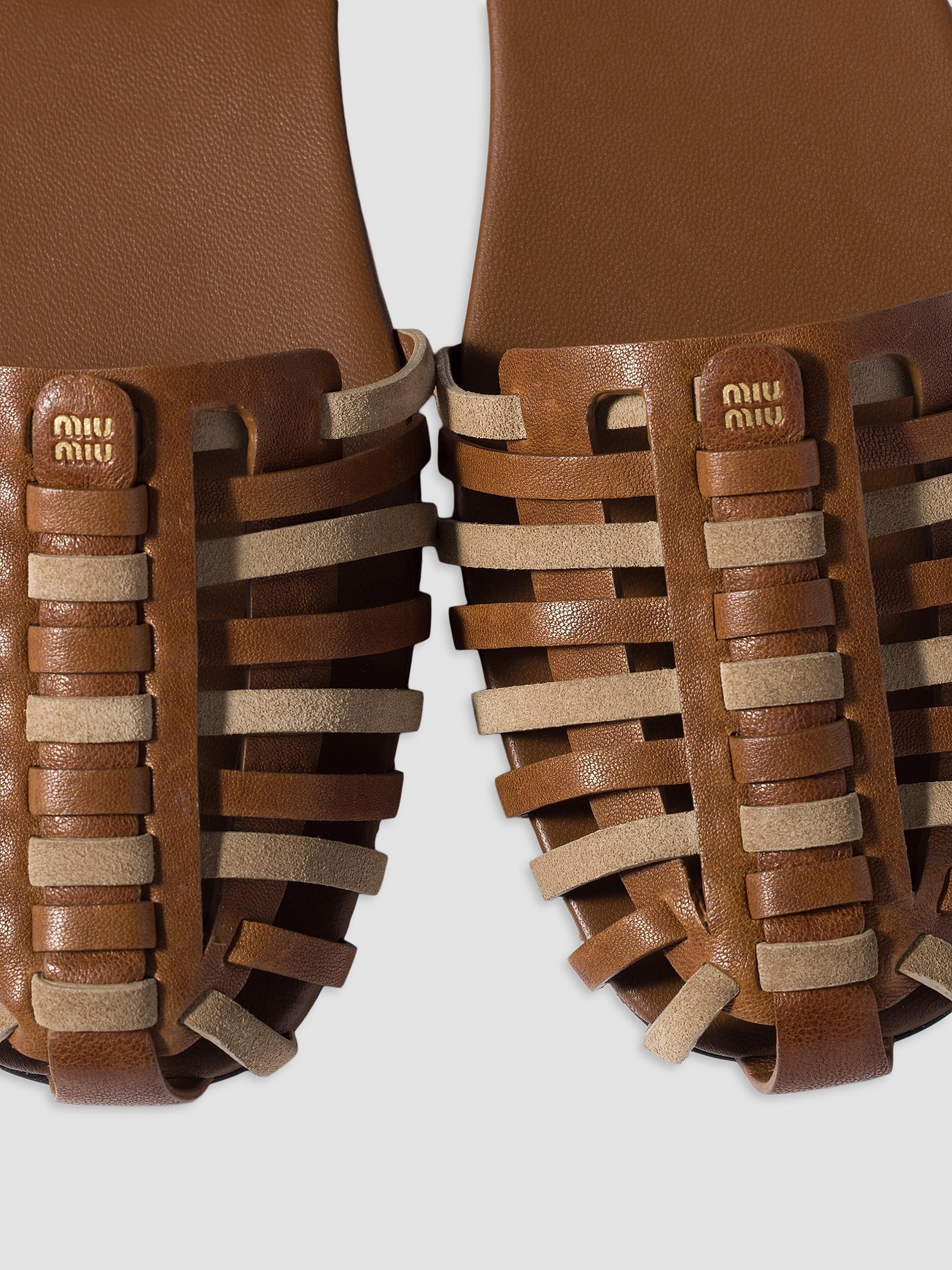 Miu Miu Nappa and Suede Leather Sandals | Saks Fifth Avenue