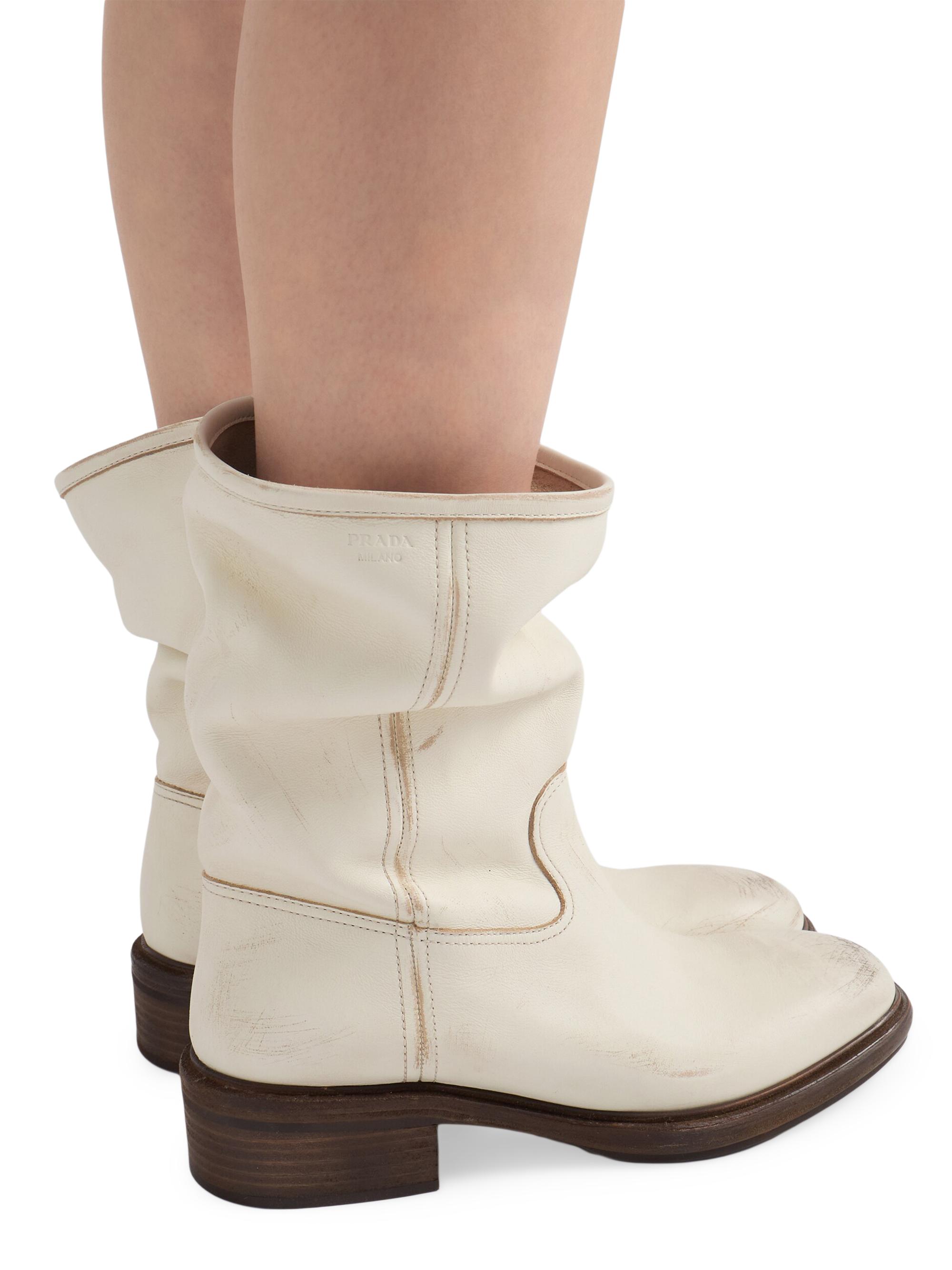 Prada Vintage-Effect Leather Boots | Saks Fifth Avenue