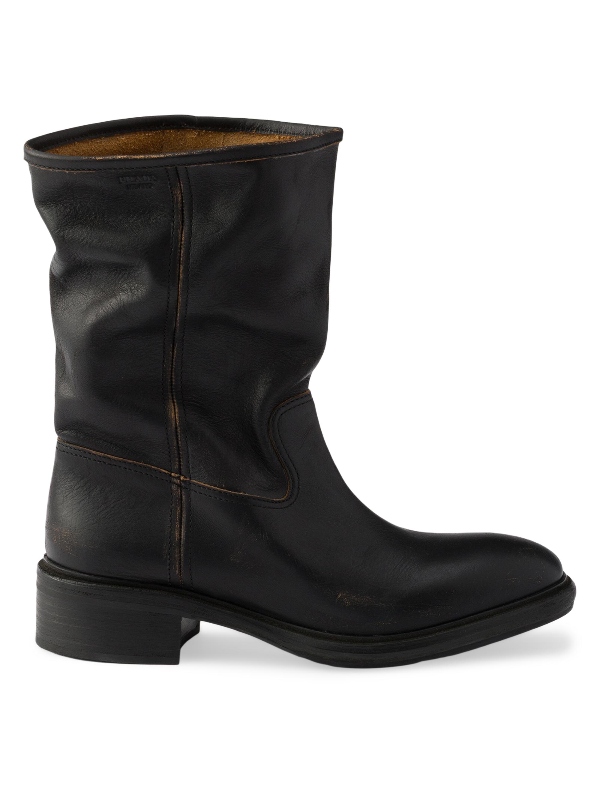 靴 PRADA Leather Boots 38 Prada Leather Mid-Calf Boots | Saks Fifth Avenue