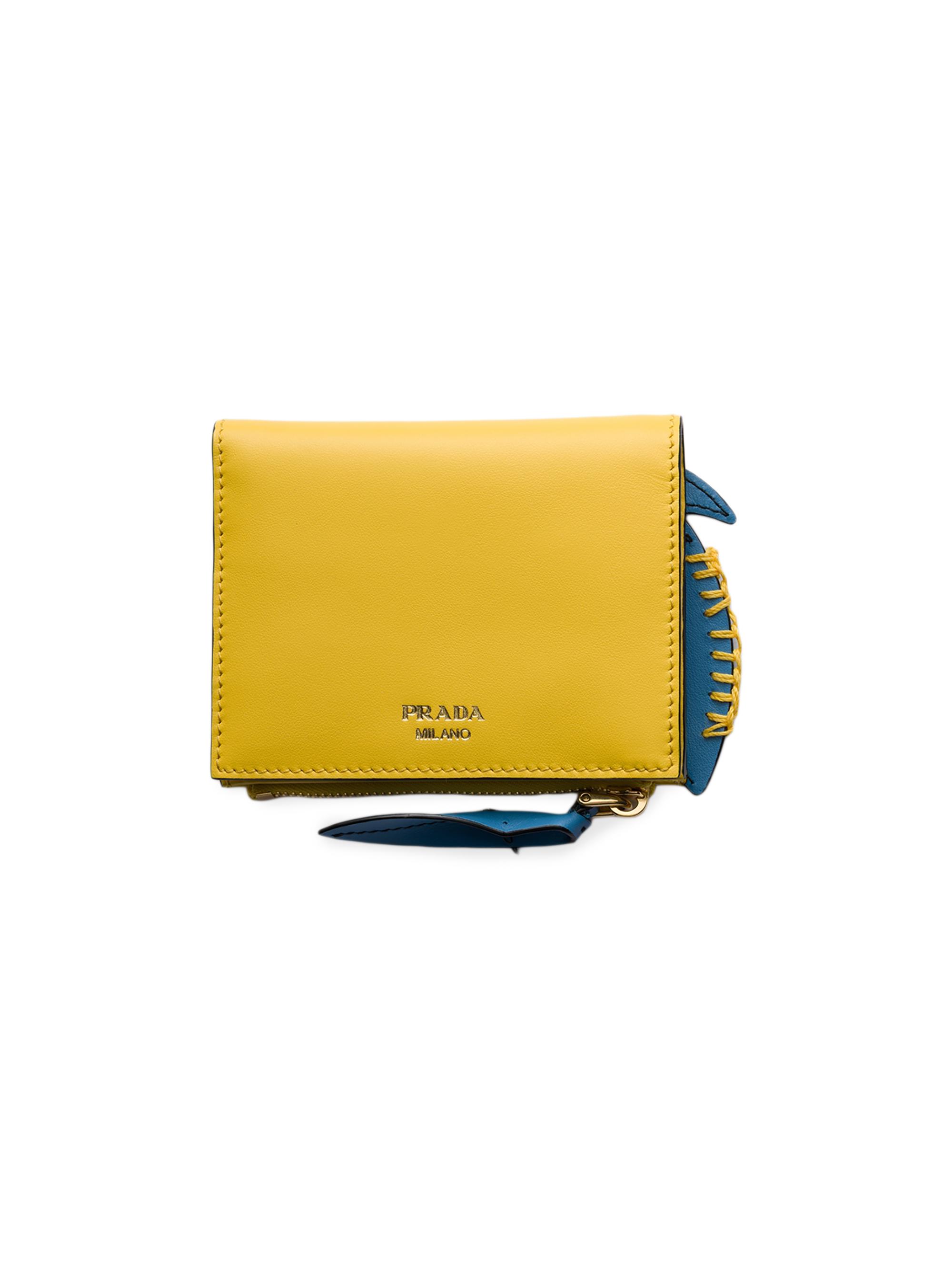 Prada Women's  Leather Wallet - Yellow Blue
