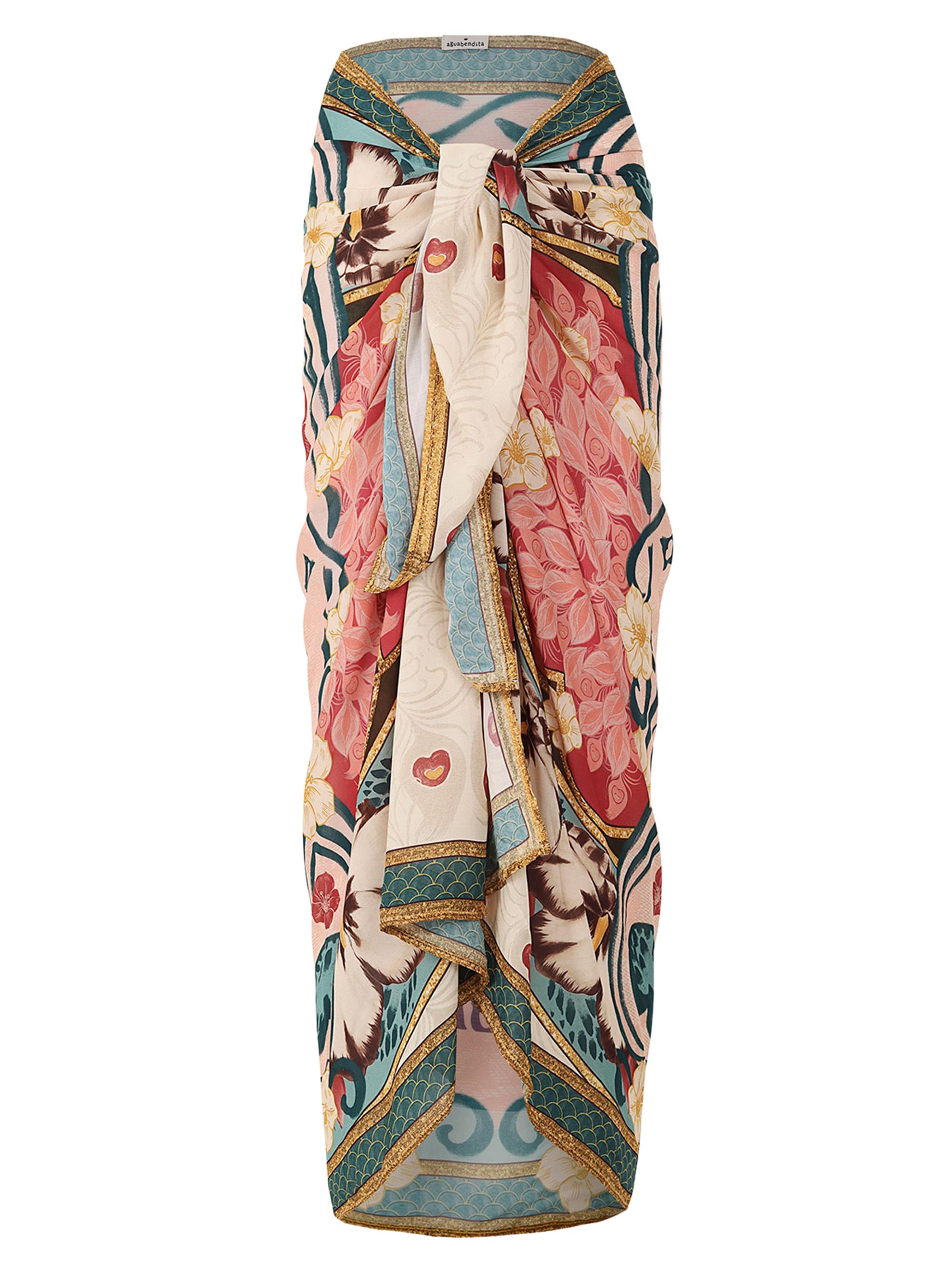 Agua Bendita Women's Radical Sunrise Marine Plume Printed Wrap Sarong
