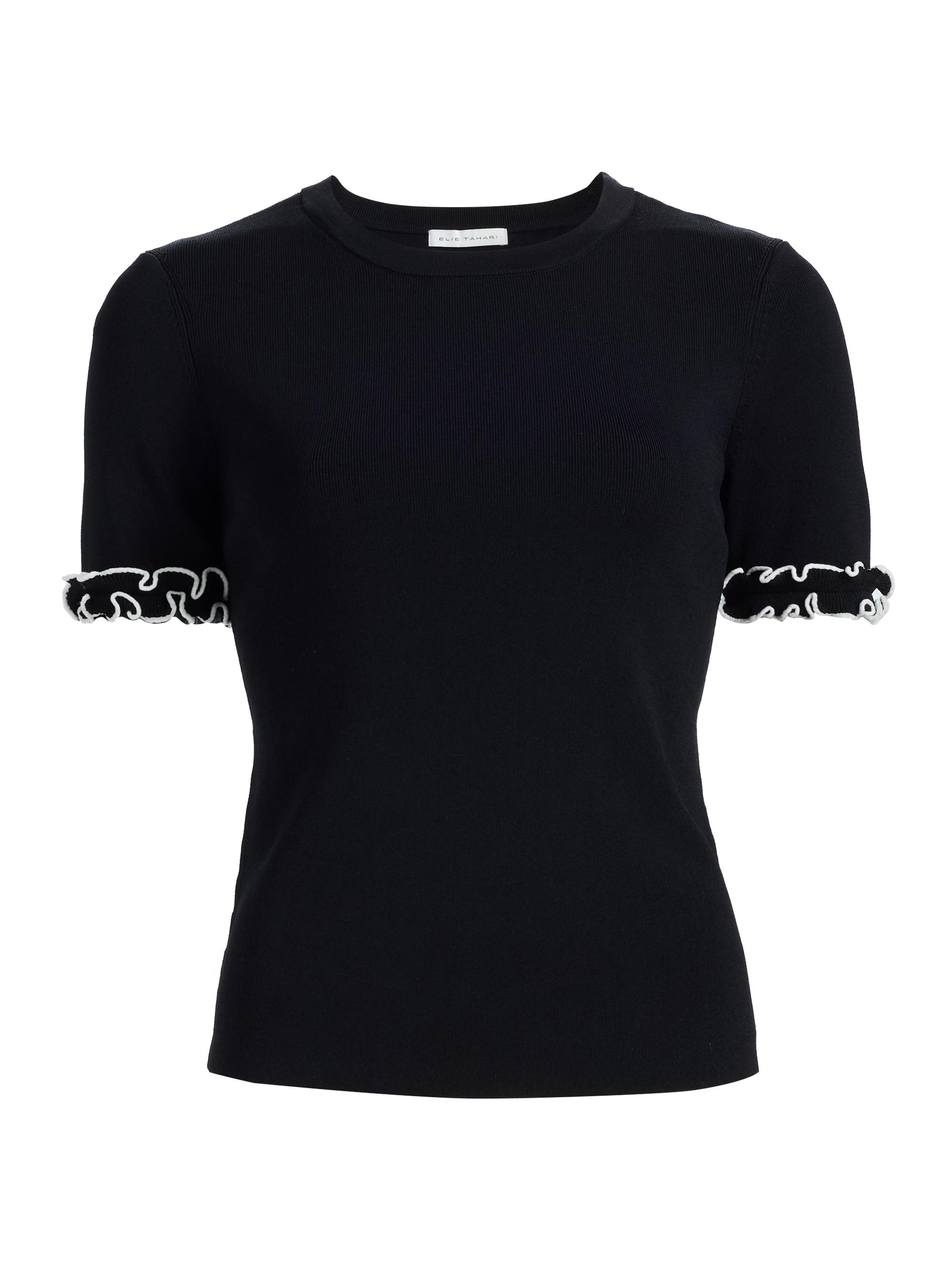 Elie Tahari Women's The Rose Frill-Cuff Top - Noir