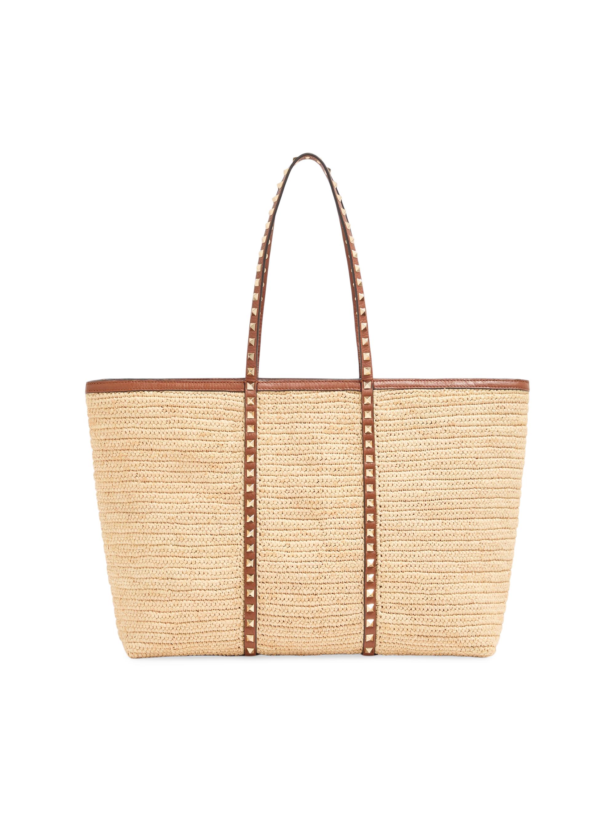 Valentino Garavani Women's Rockstud Shopping Bag in Raffia - Natural
