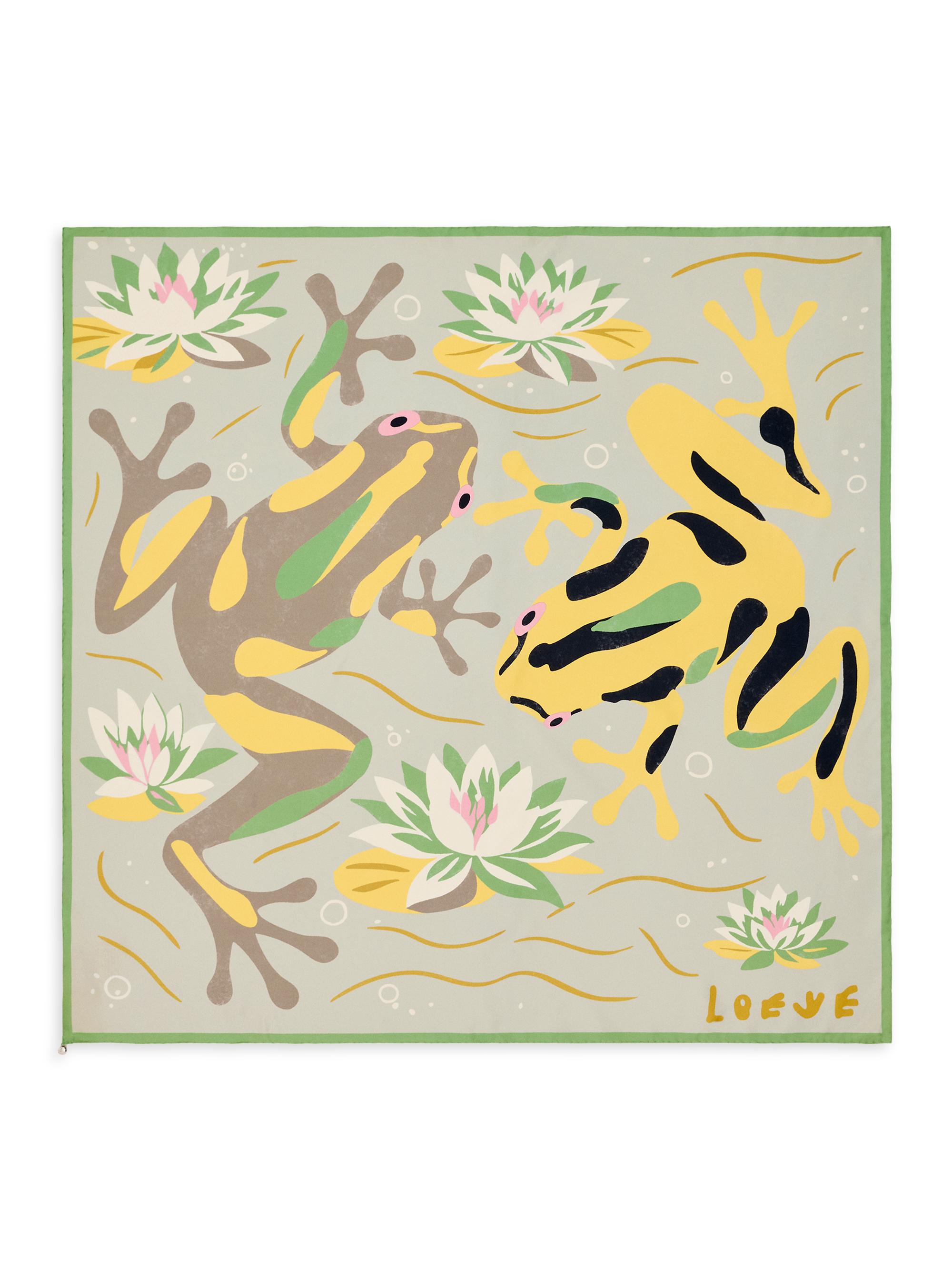 LOEWE Women's  x Paula's Ibiza Frog-Print Silk Scarf - Beige Light Blue - Women's Clothing