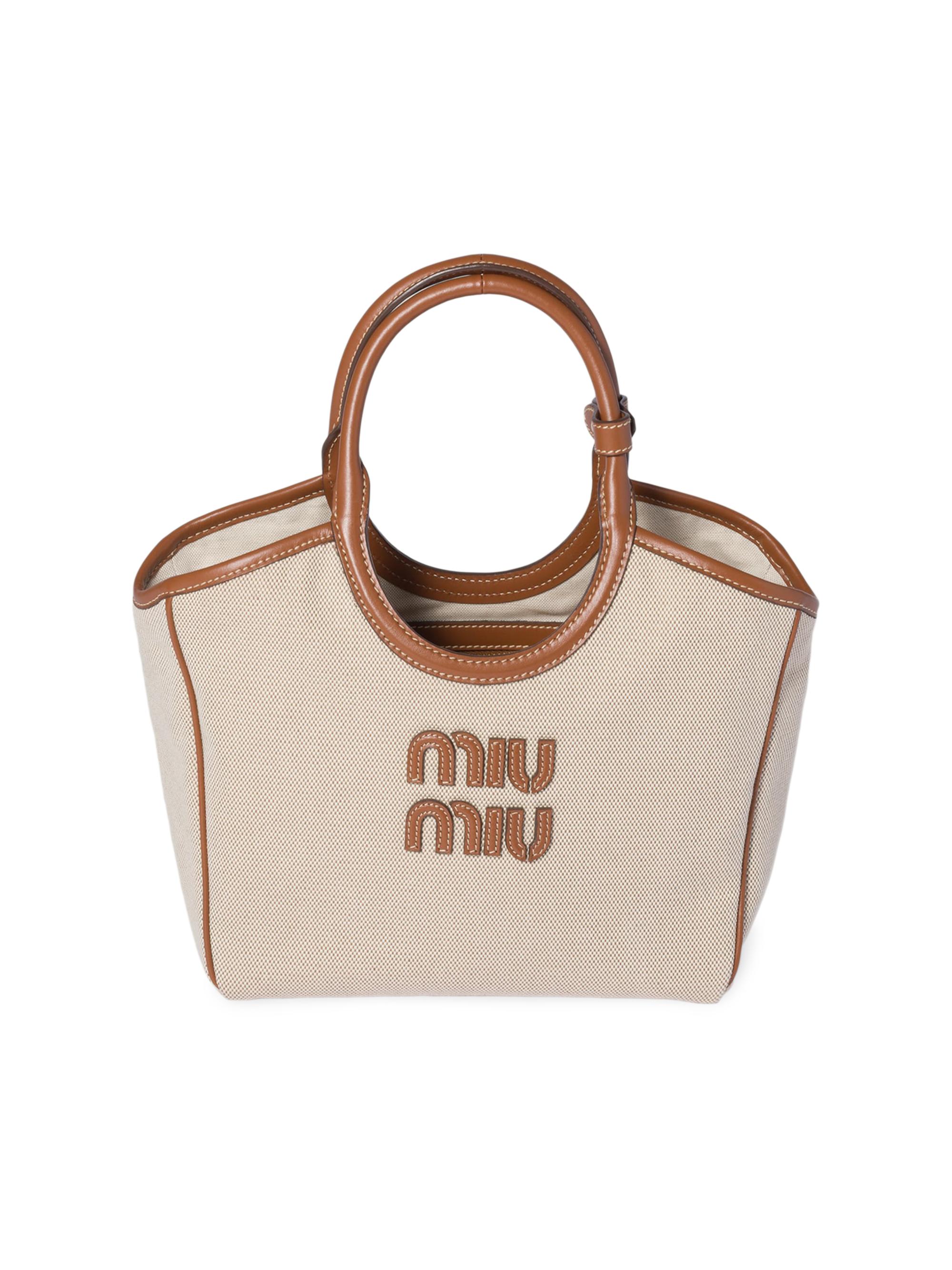 Miu Miu Ivy Raffia-Effect Woven Tote Bag | Saks Fifth Avenue