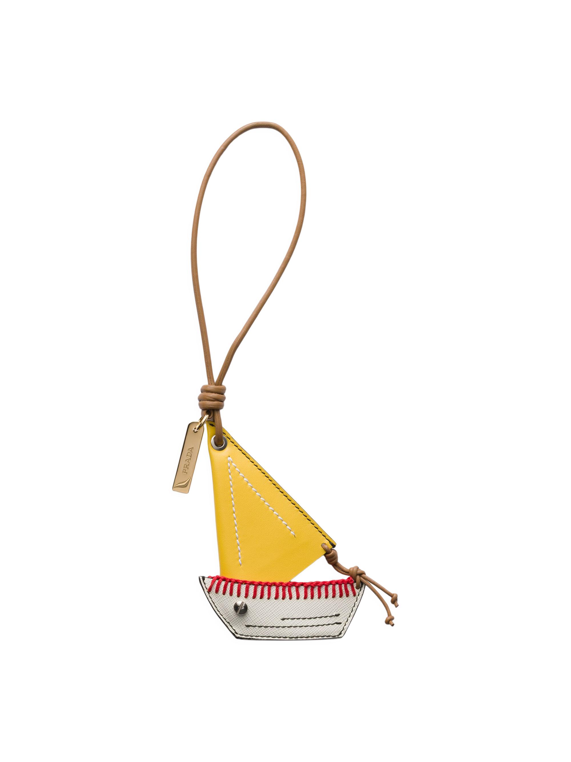 Prada Women's Leather Key Ring Pendant - White Multi - Women's Clothing