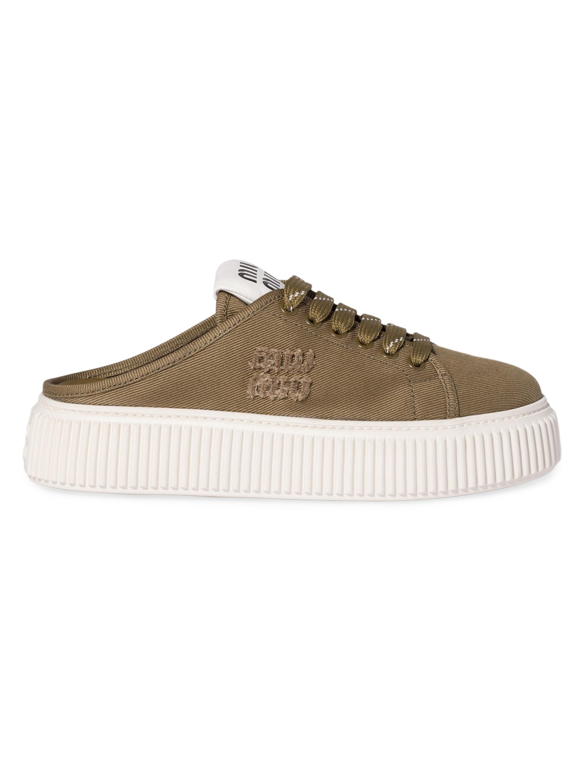 Miu Miu Women's Denim Sneaker Mules - Green