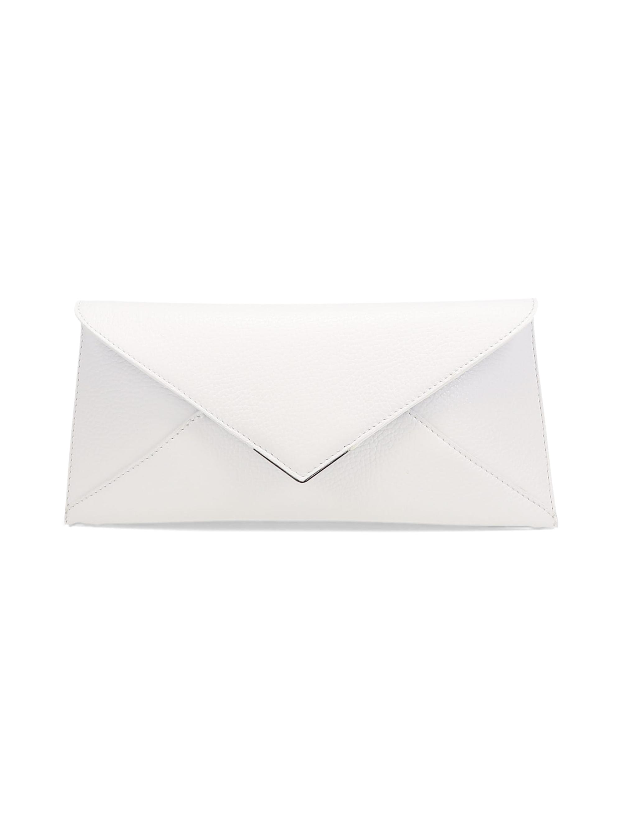 Tyler Ellis Women's Lee Lineage Pebbled Leather Clutch with Silver Hardware - White