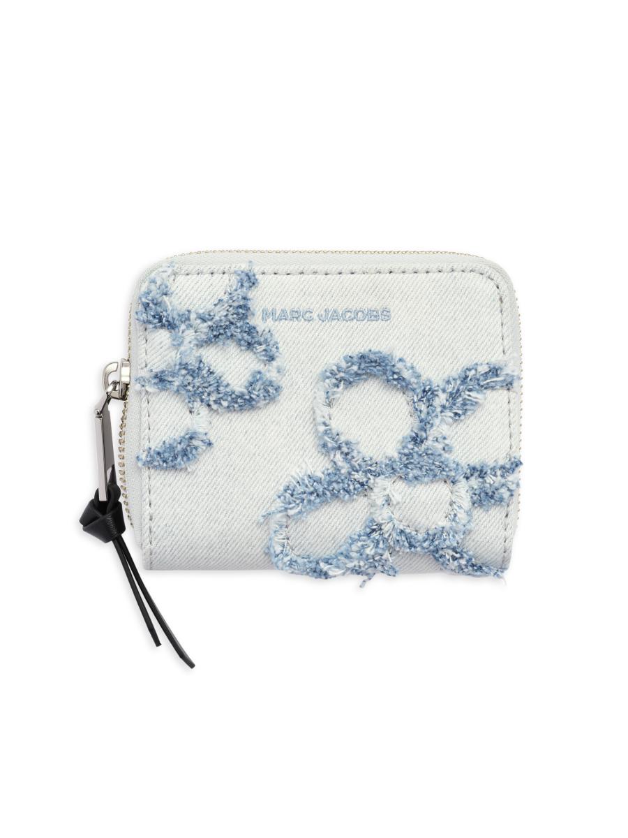 Marc Jacobs Women's The Daisy Mini Distressed Denim Compact Wallet In Brown